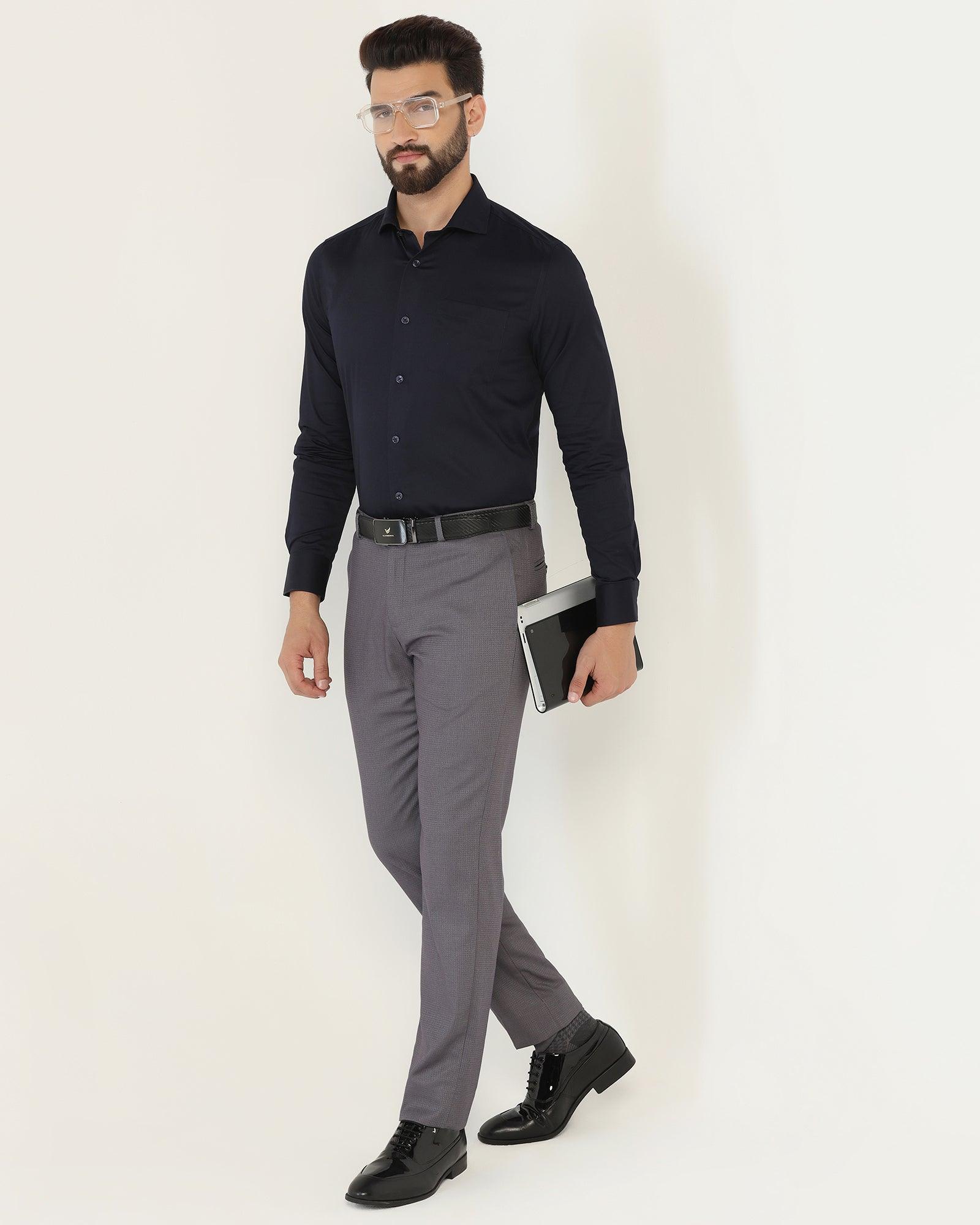 Formal Navy Solid Shirt - Fusion - Image 7