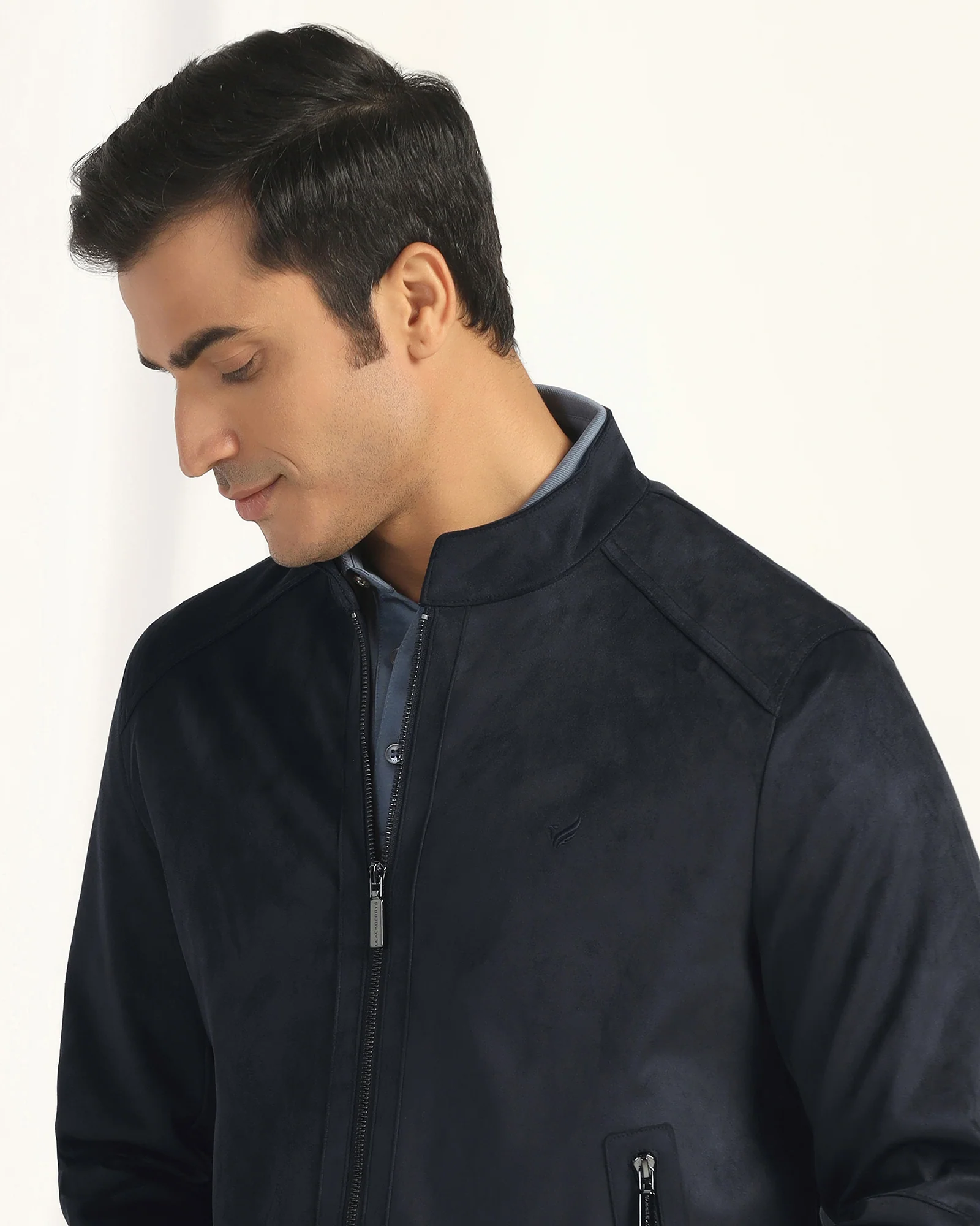 Formal Navy Solid Zipper Jacket - Gosling - Image 4