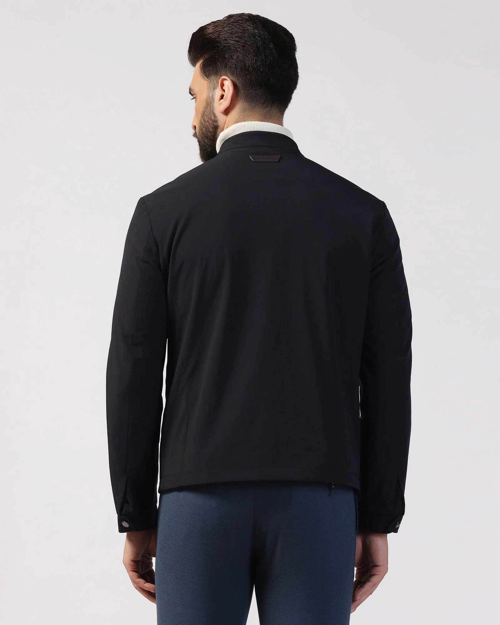 Formal Navy Solid Zipper Jacket - Orion - Image 2