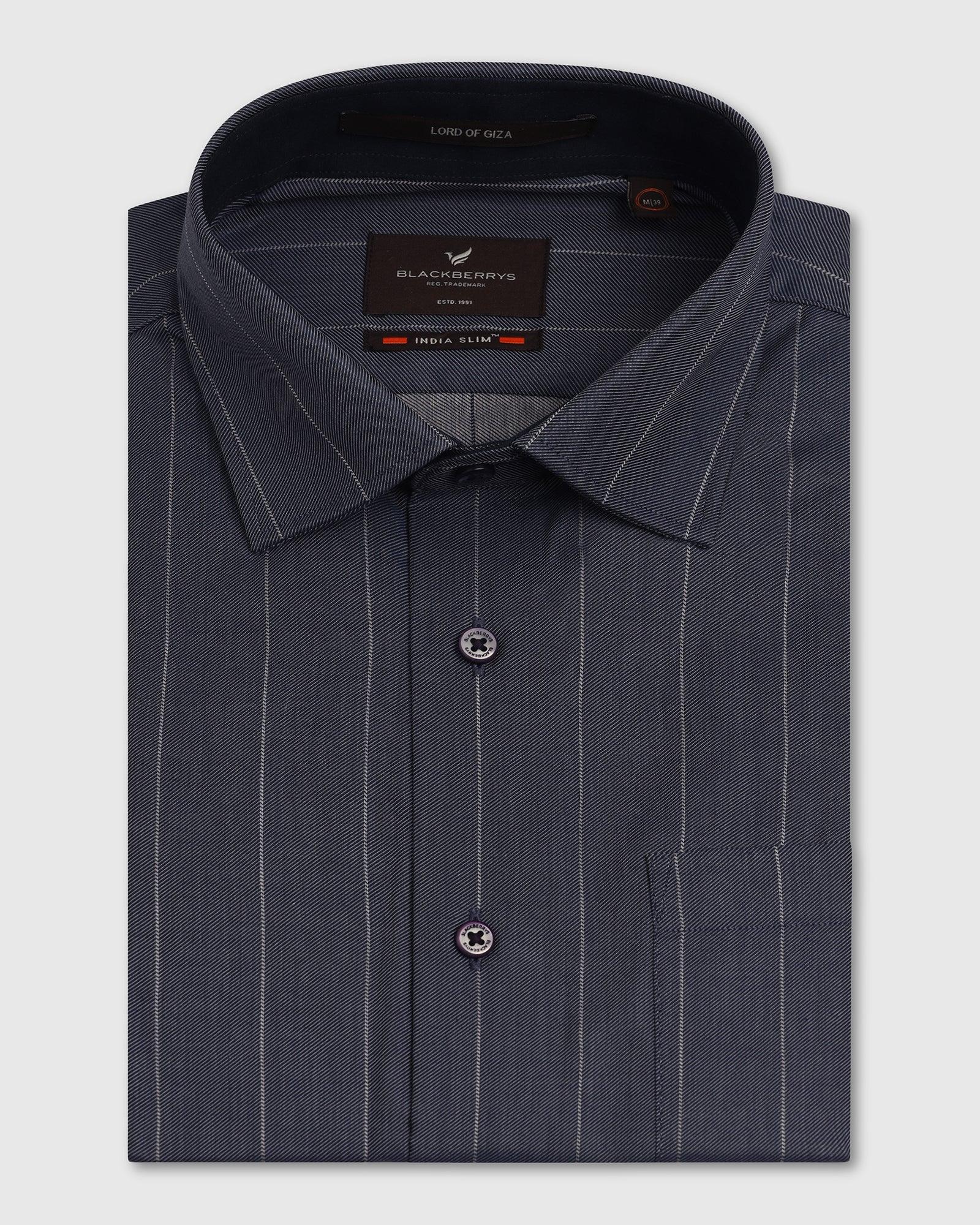 Formal Navy Stripe Shirt - Orbit - Image 5