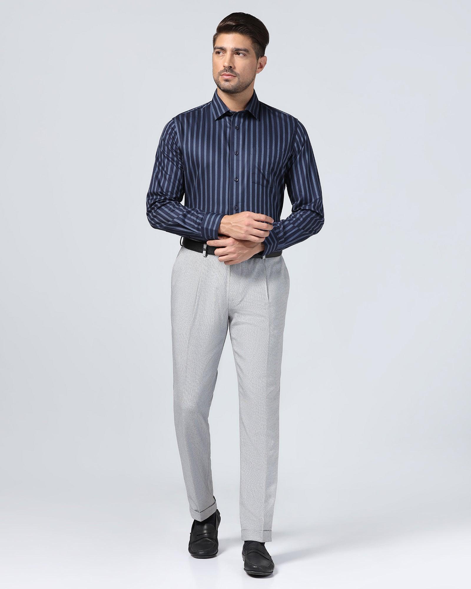 Formal Navy Stripe Shirt - Prism - Image 3
