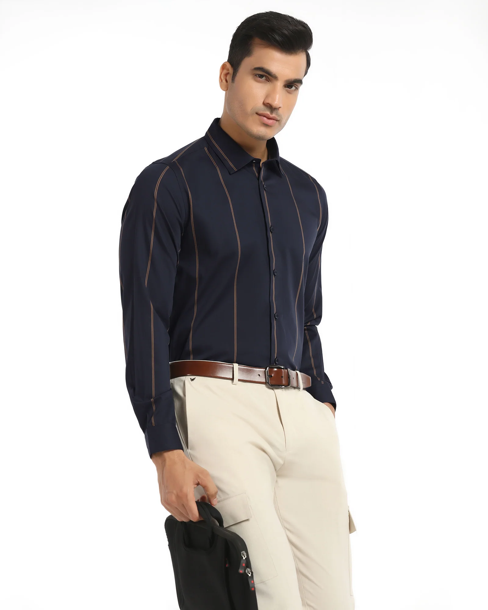 Formal Navy Stripe Shirt - Swing - Image 7