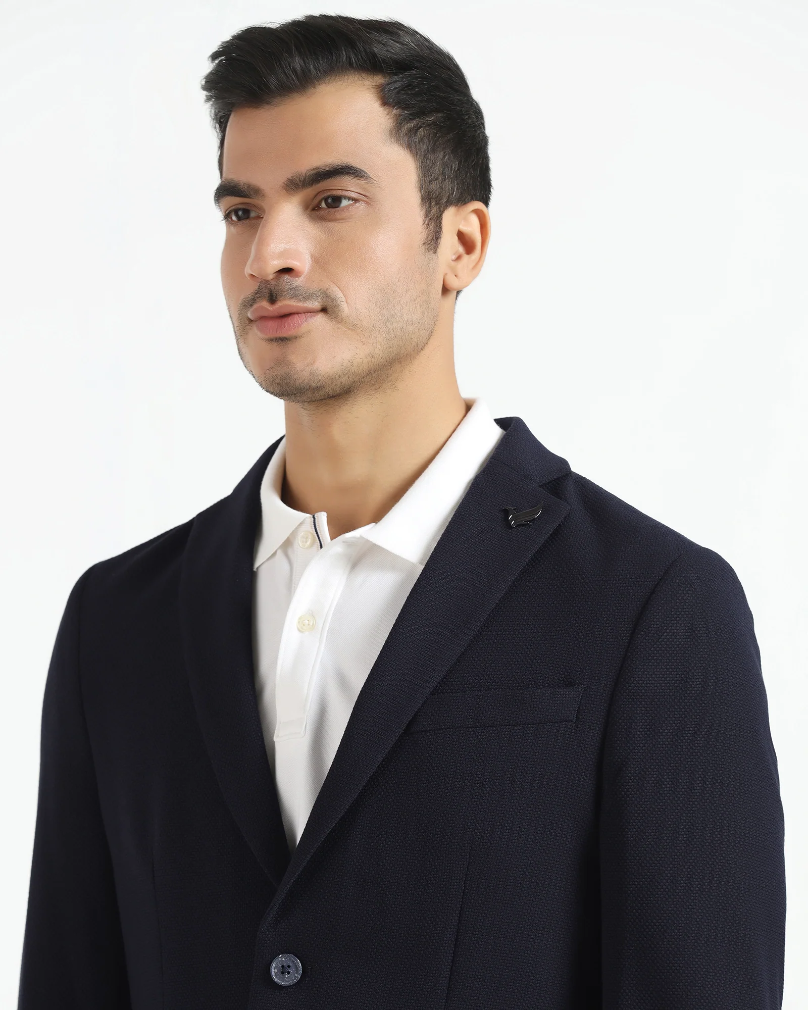 Formal Navy Textured Blazer - Caron - Image 5