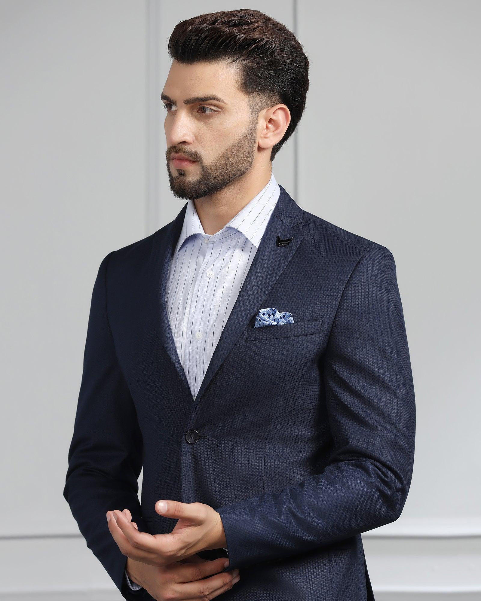 Formal Navy Textured Blazer - Magna - Image 4