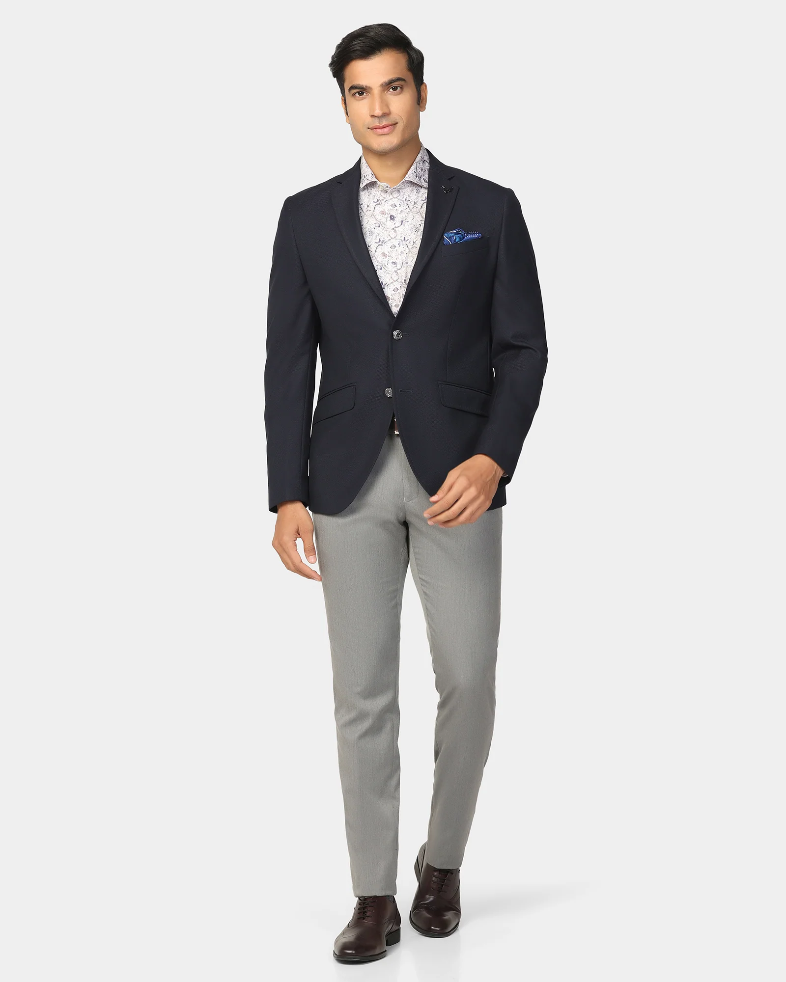 Formal Navy Textured Blazer - Quaint - Image 3