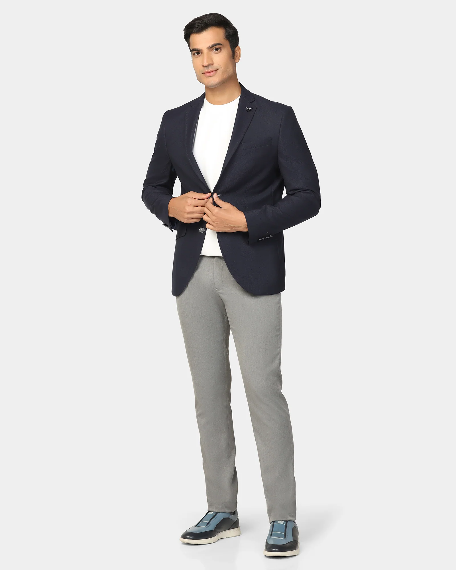 Formal Navy Textured Blazer - Quaint - Image 7