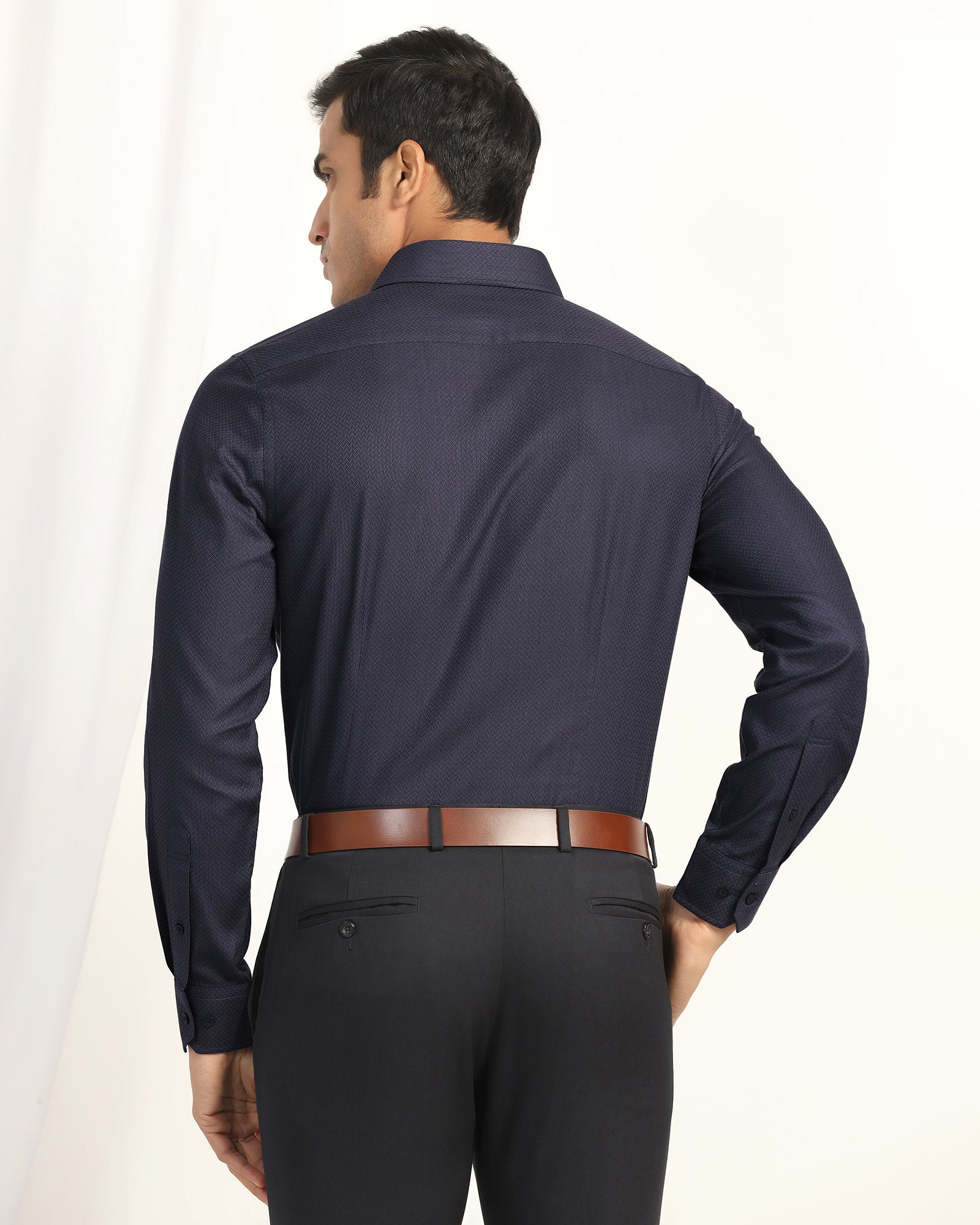 Formal Navy Textured Shirt - Lotto - Image 2