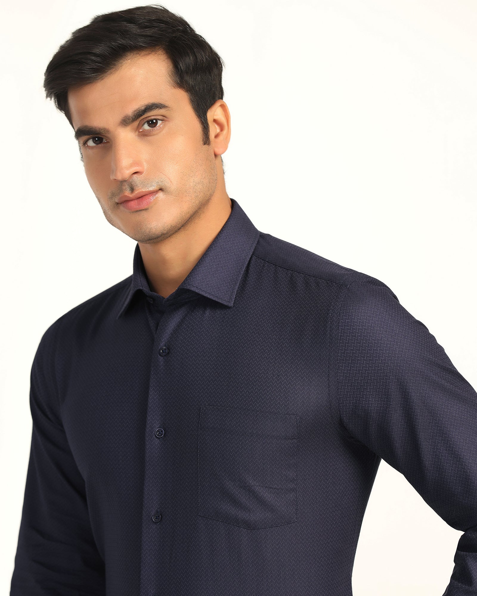 Formal Navy Textured Shirt - Lotto - Image 4