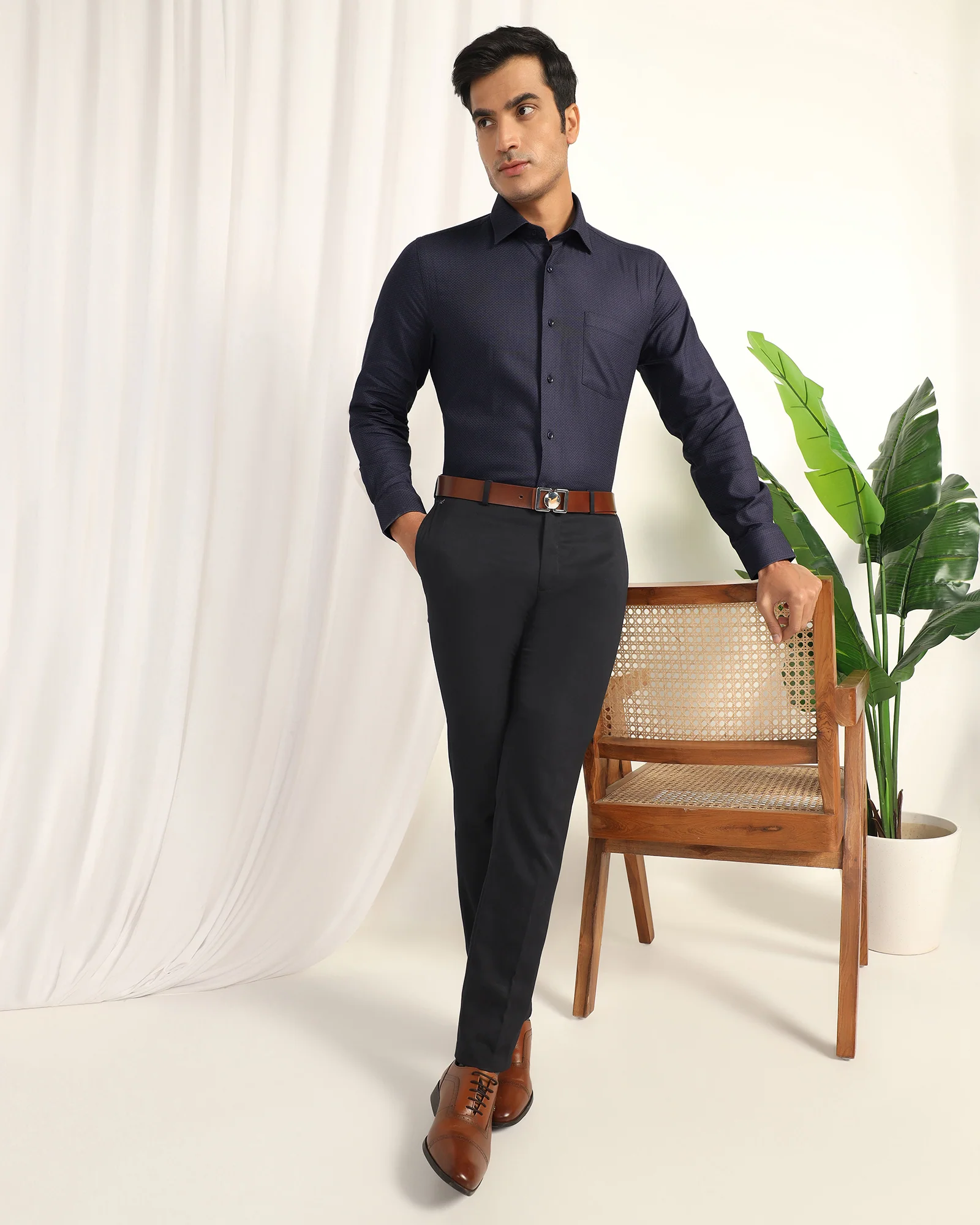 Formal Navy Textured Shirt - Lotto - Image 7