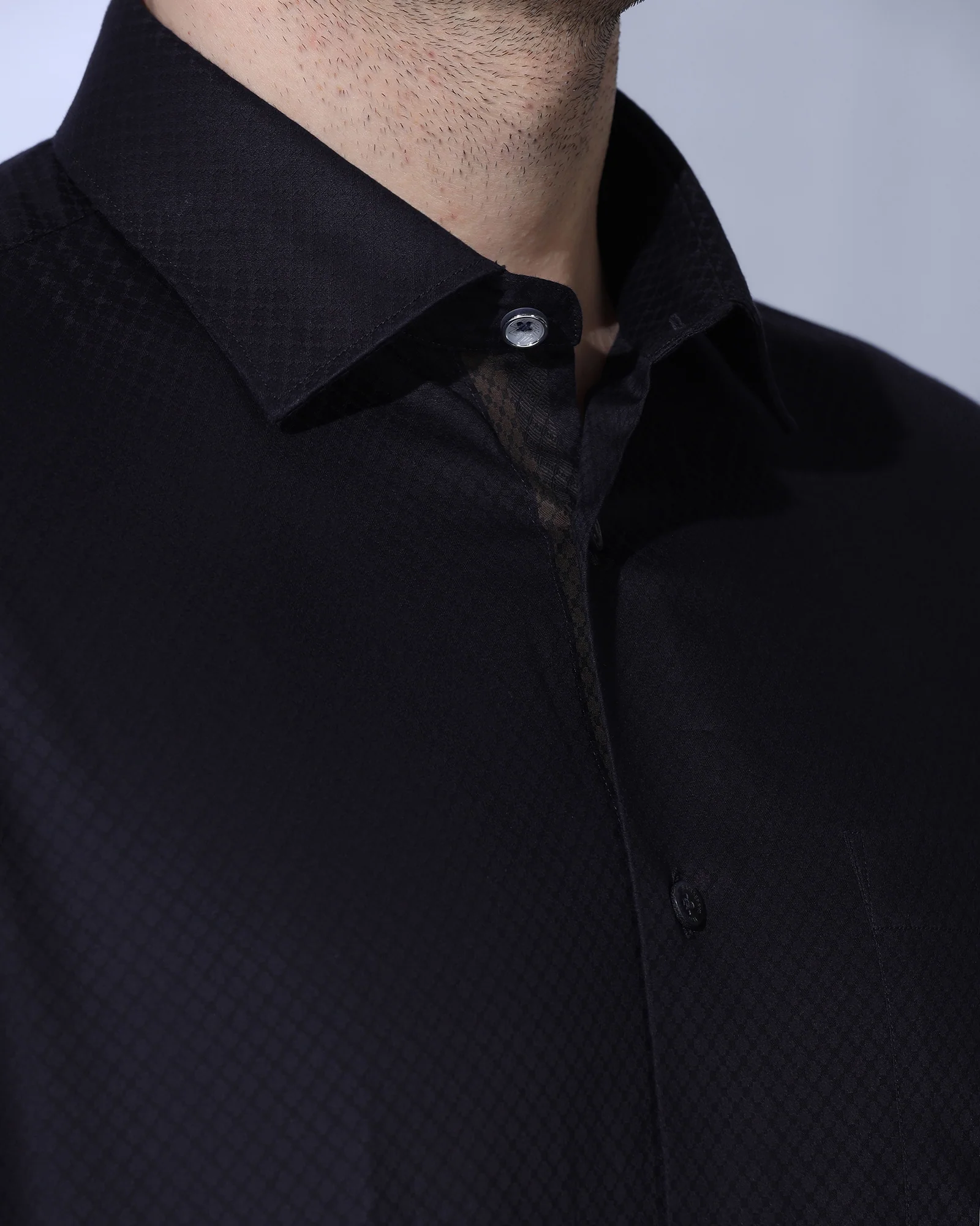 Formal Navy Textured Shirt - Shark - Image 9