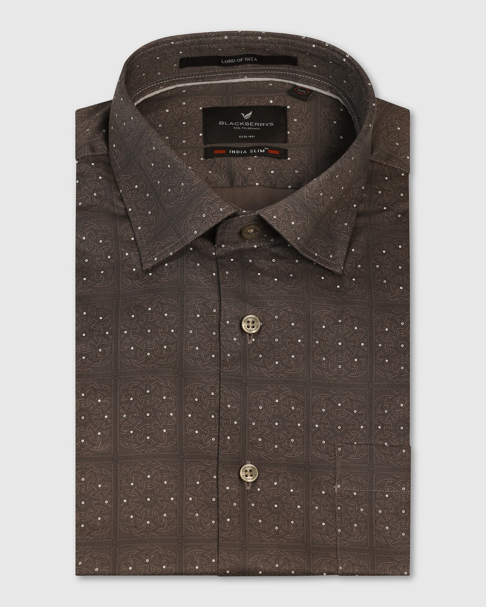 Formal Ochre Printed Shirt - Crust - Image 5