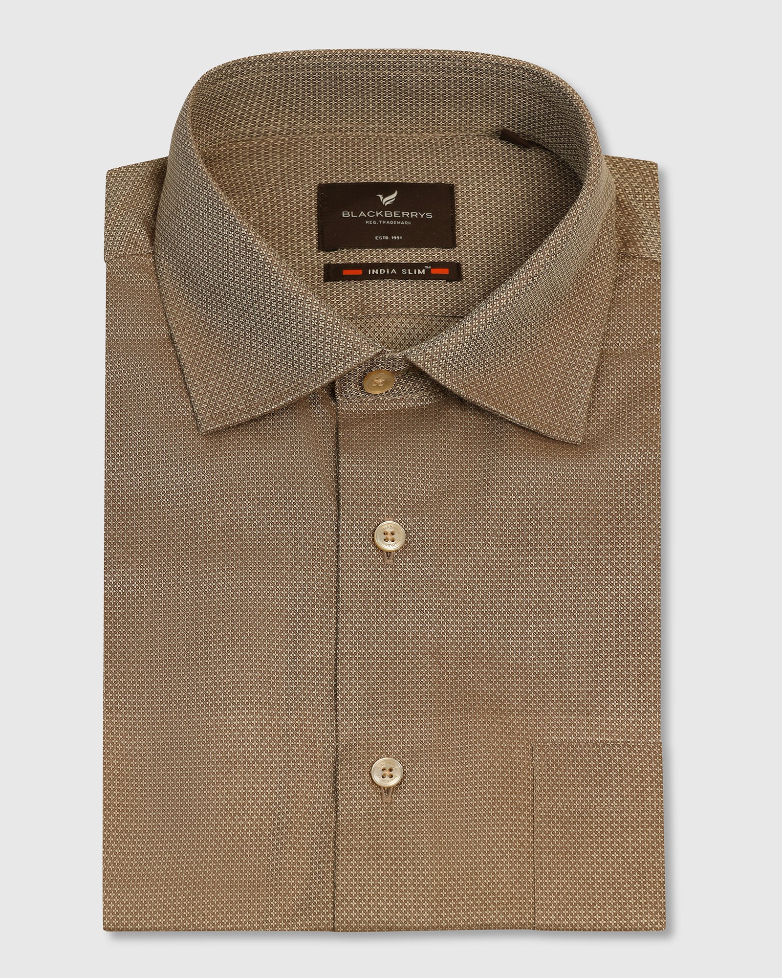 Formal Ochre Textured Shirt - Punch - Image 5