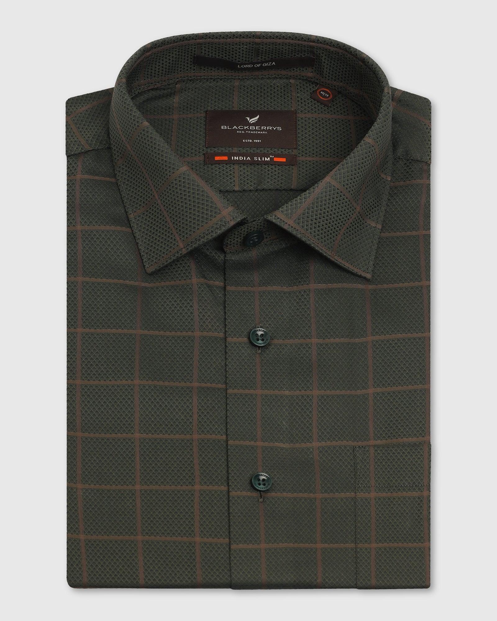 Formal Olive Check Shirt - Carman - Image 5