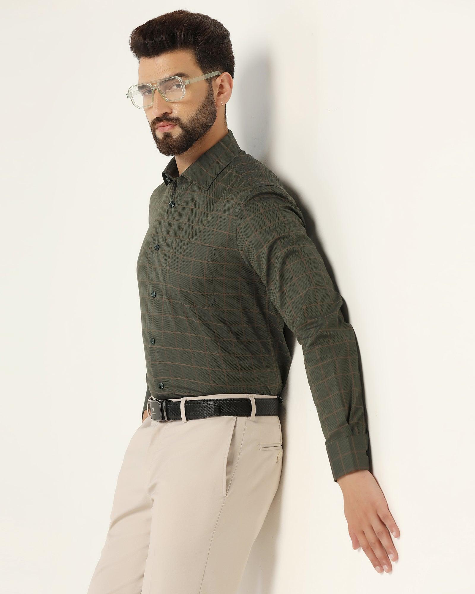 Formal Olive Check Shirt - Carman - Image 7