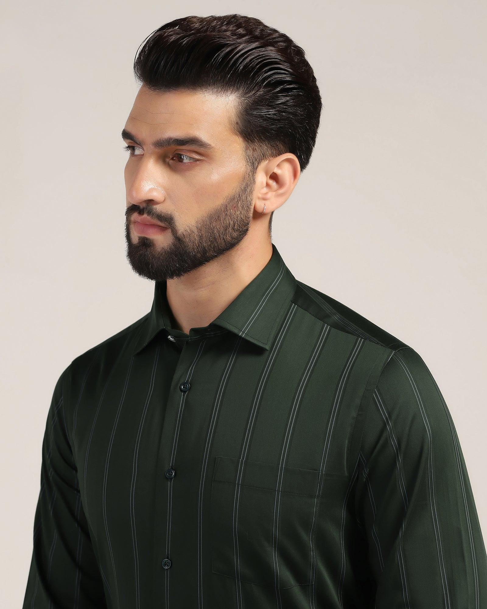 Formal Olive Stripe Shirt - Kolt - Image 4
