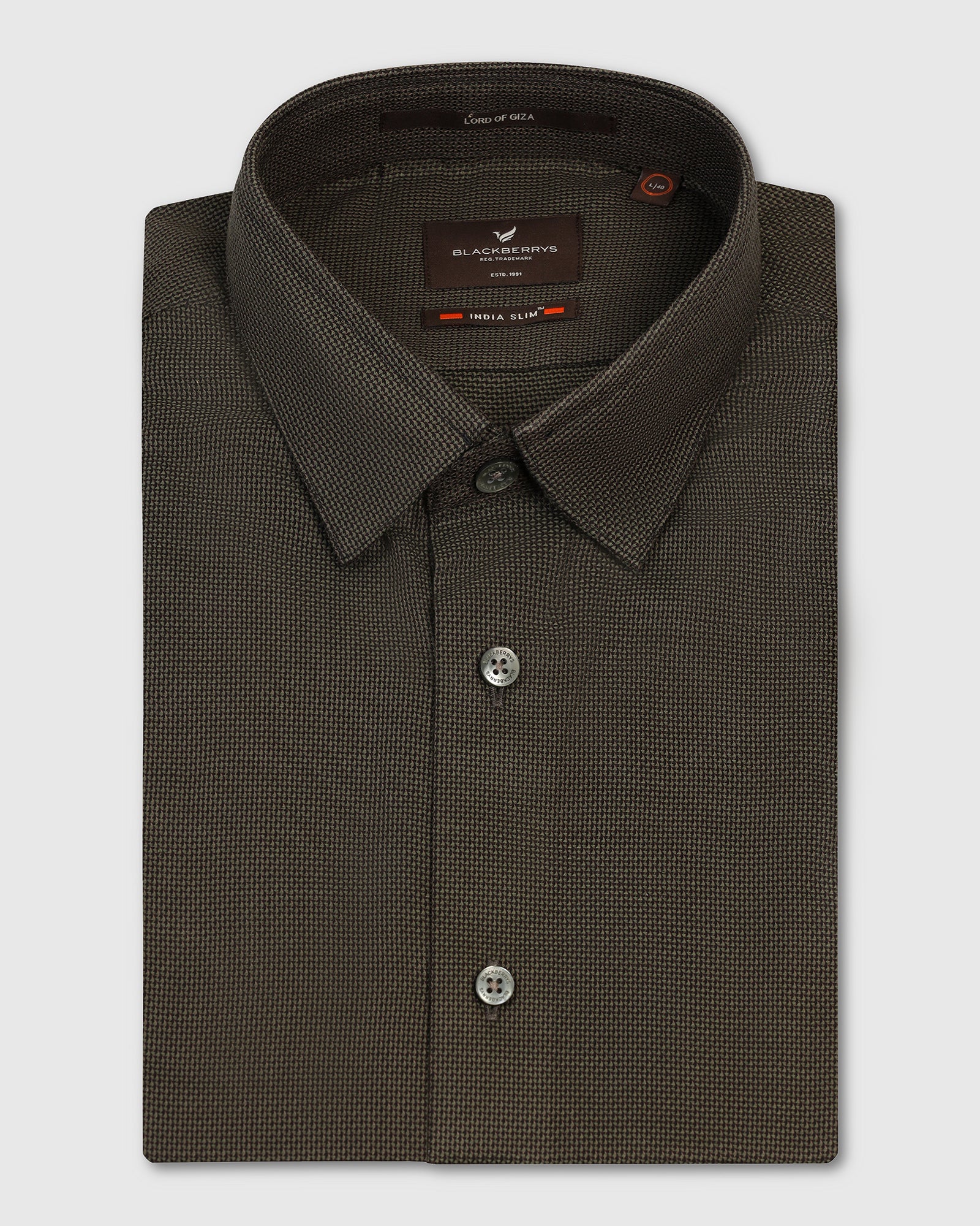 Formal Olive Textured Shirt - Amaze - Image 5