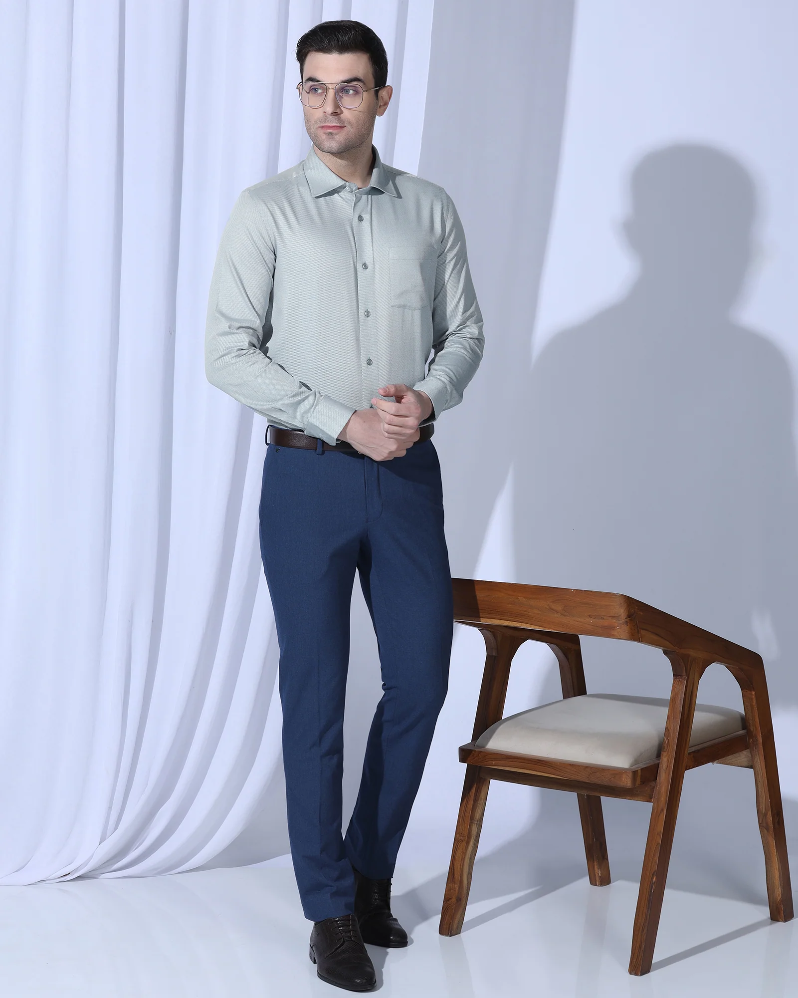 Formal Olive Textured Shirt - Quent - Image 8