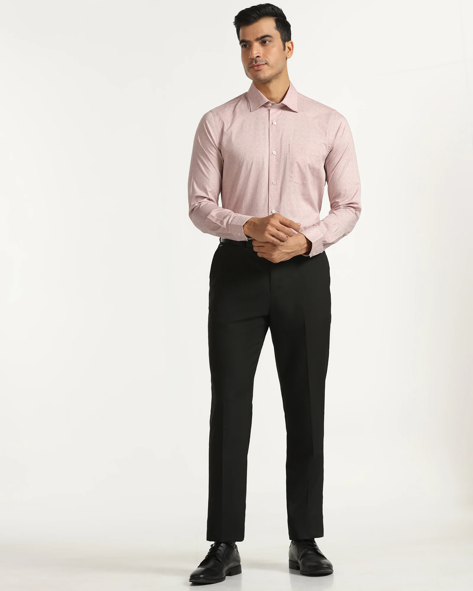 Formal Peach Printed Shirt - Hydron - Image 3