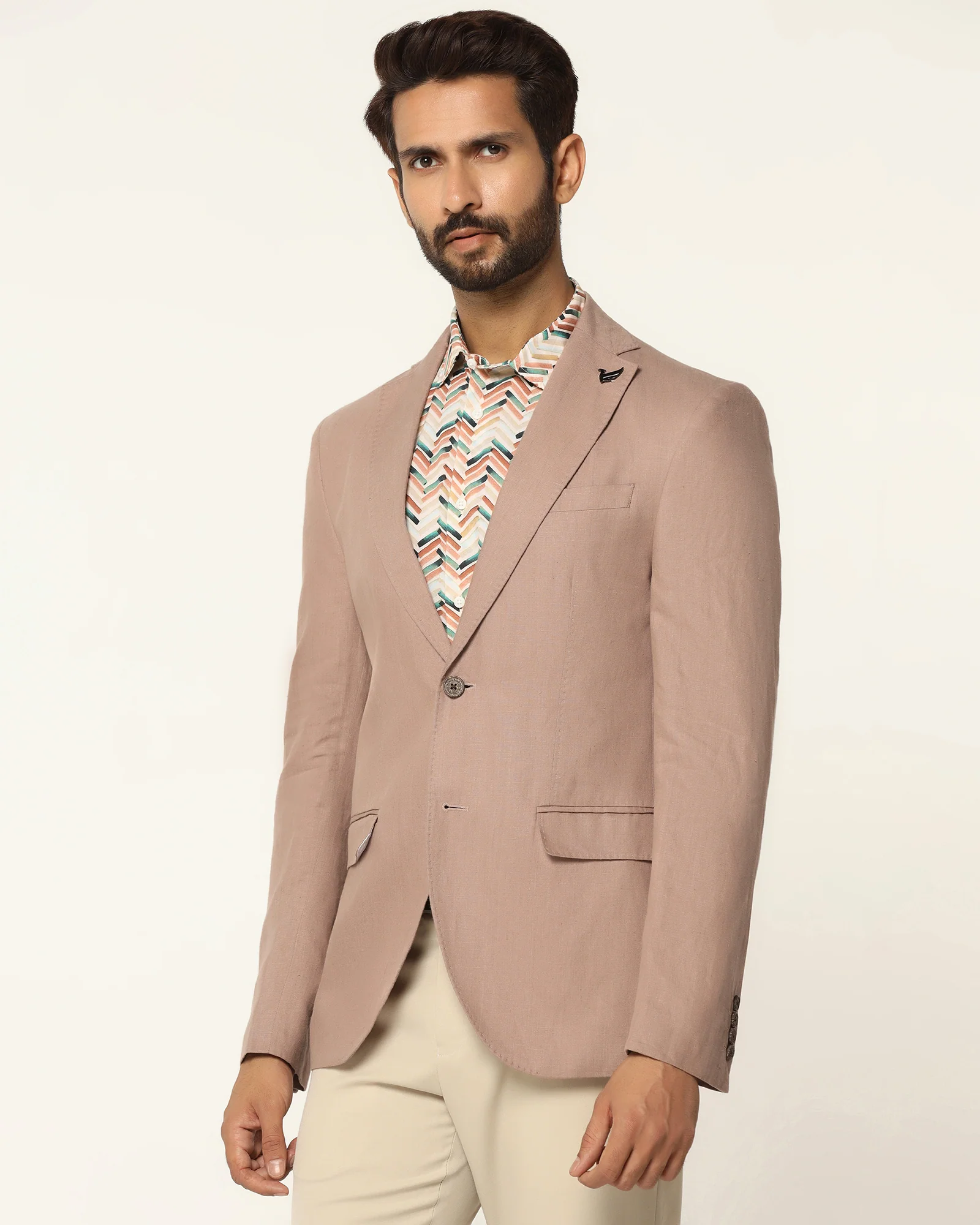 Formal Peach Solid Blazer - Gravity - Image 10