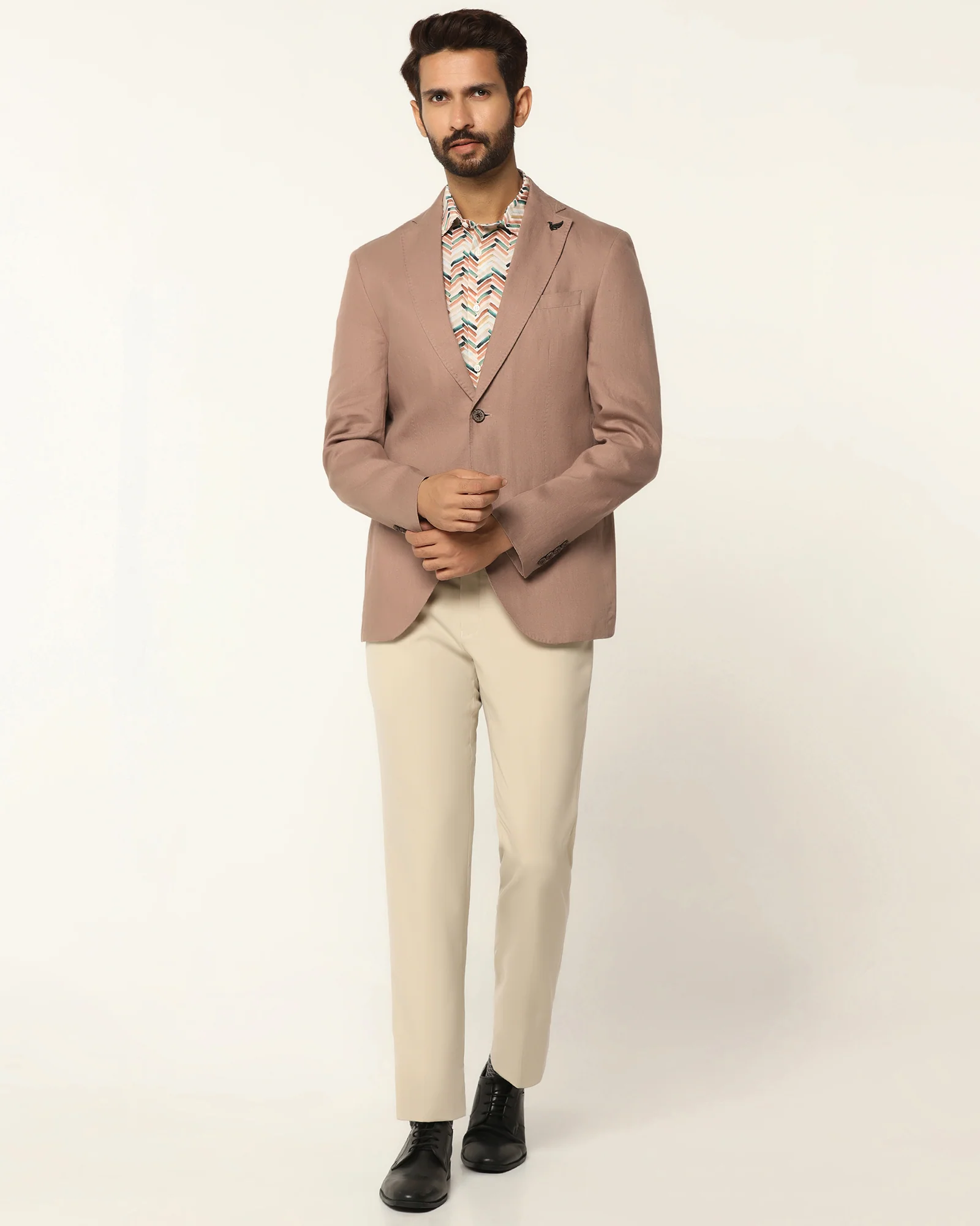 Formal Peach Solid Blazer - Gravity - Image 3