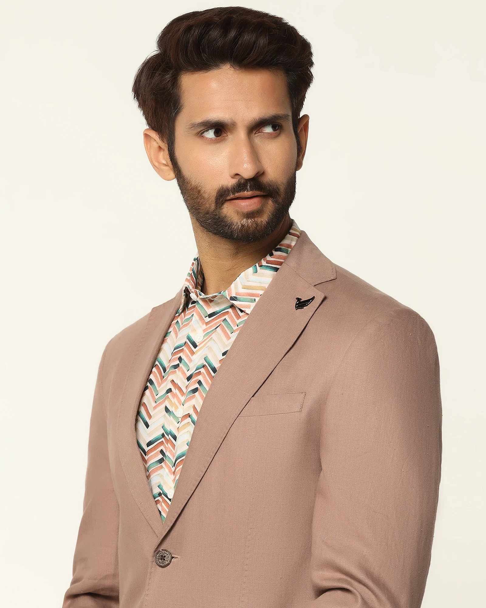 Formal Peach Solid Blazer - Gravity - Image 4
