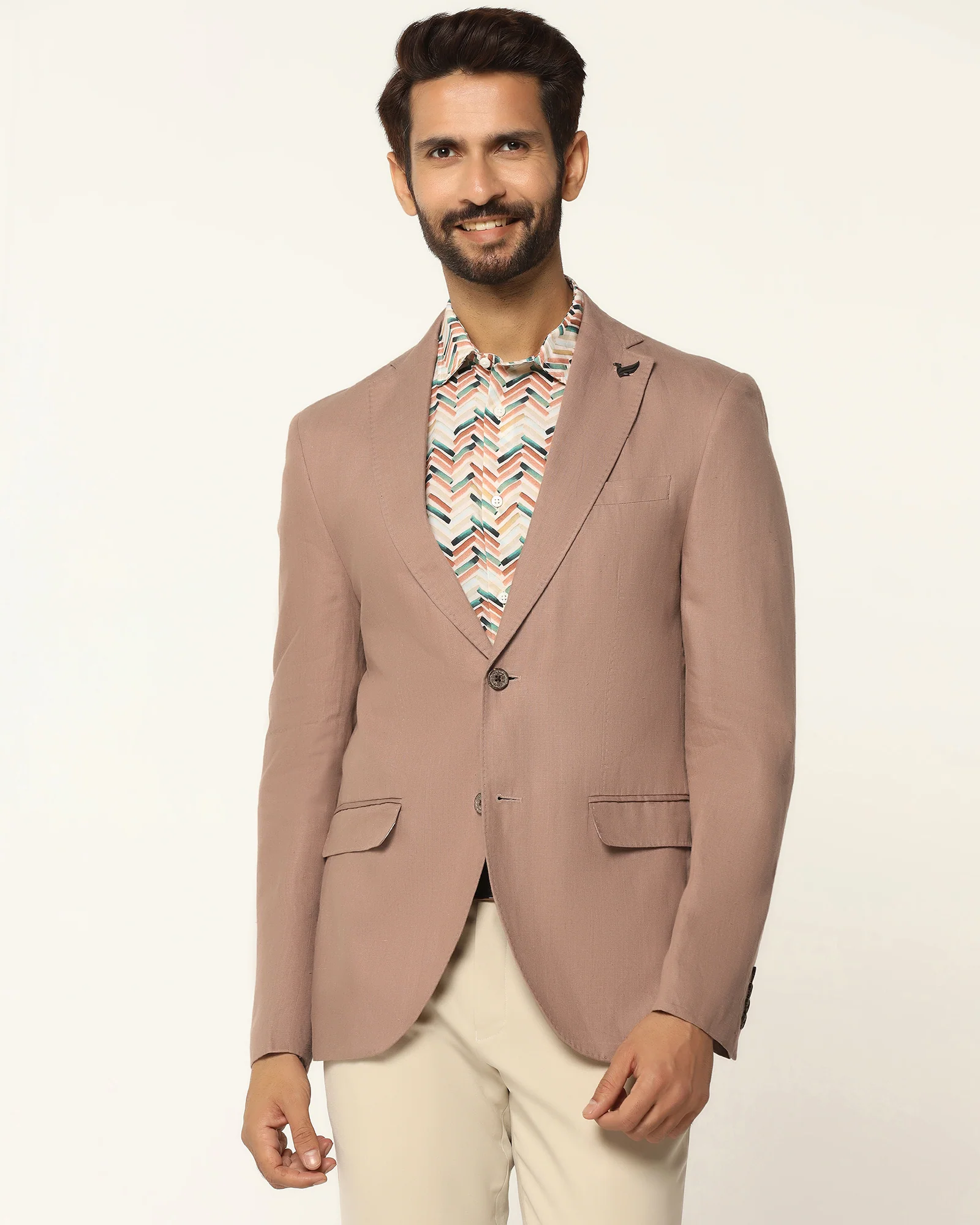 Formal Peach Solid Blazer - Gravity - Image 5
