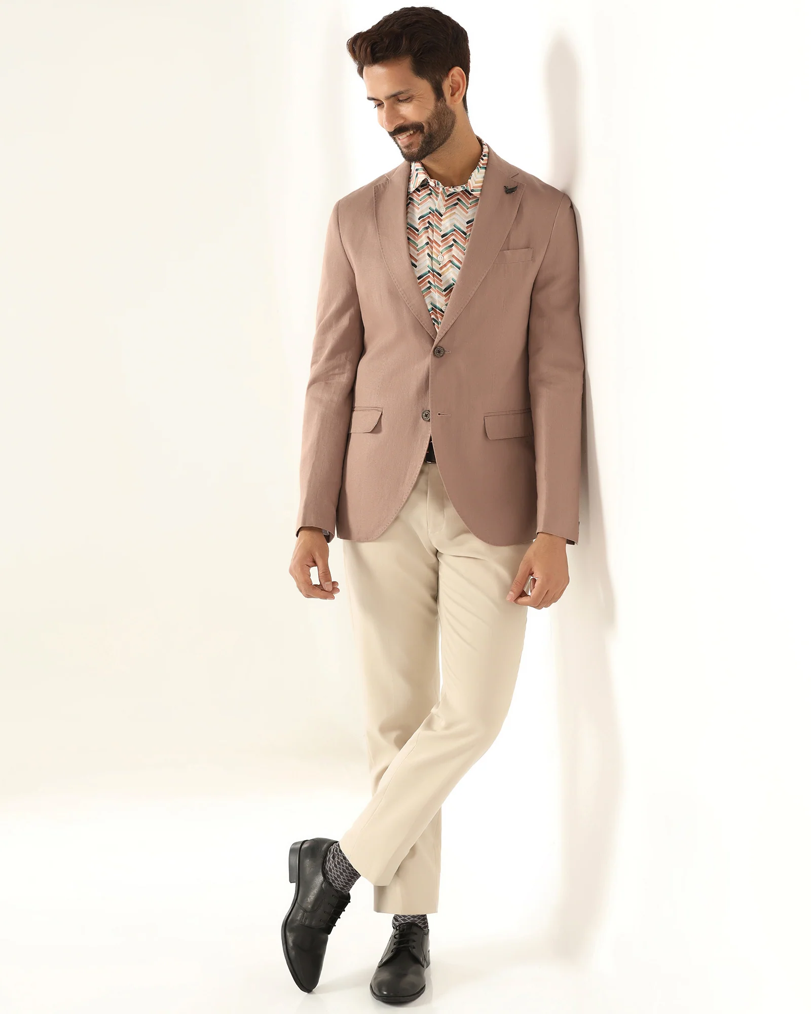 Formal Peach Solid Blazer - Gravity - Image 7