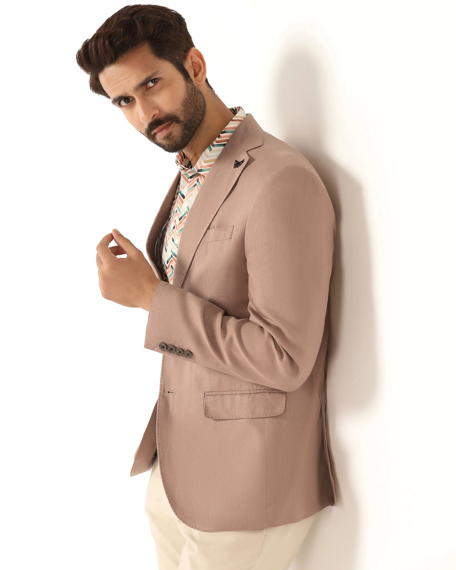 Formal Peach Solid Blazer - Gravity - Image 9