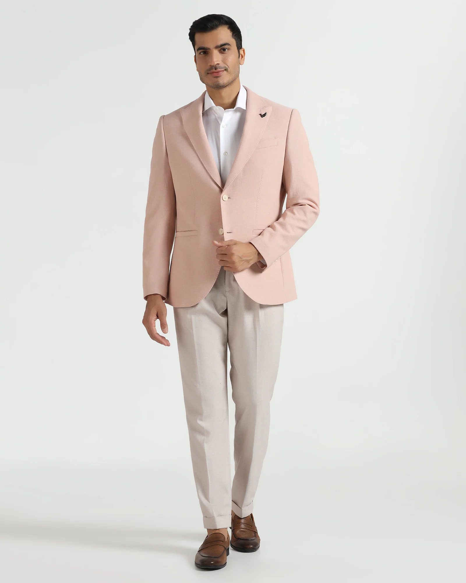 Formal Peach Textured Blazer - Aramis - Image 3