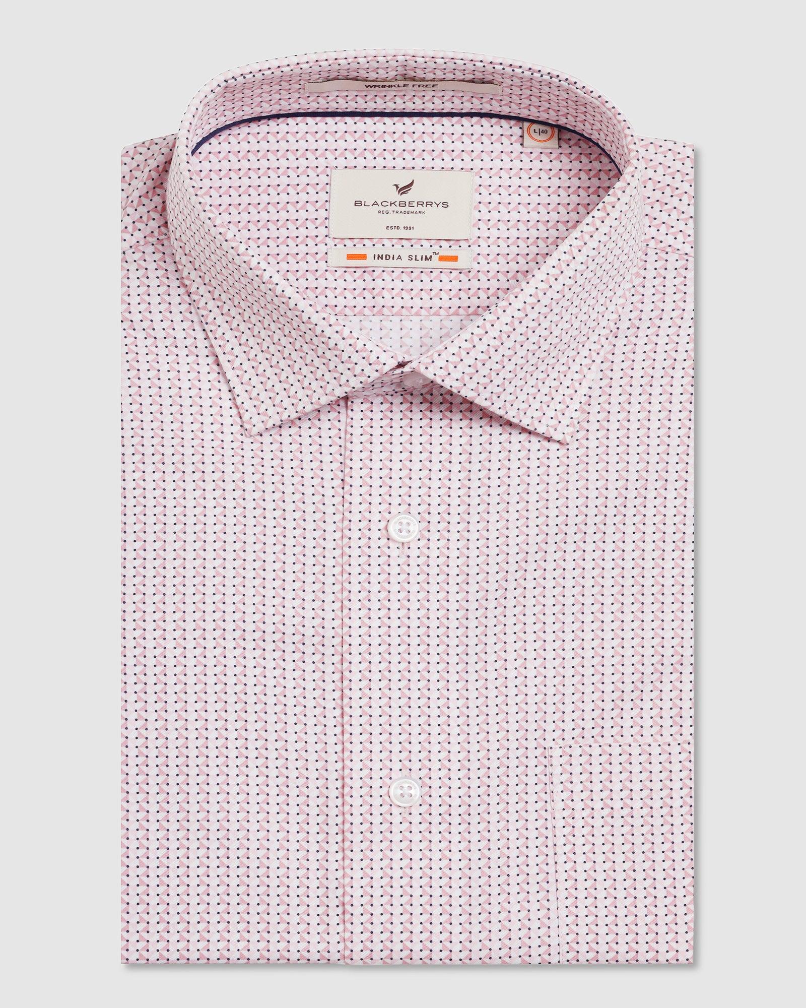 Non Iron Formal Pink Printed Shirt - Zone - Image 5