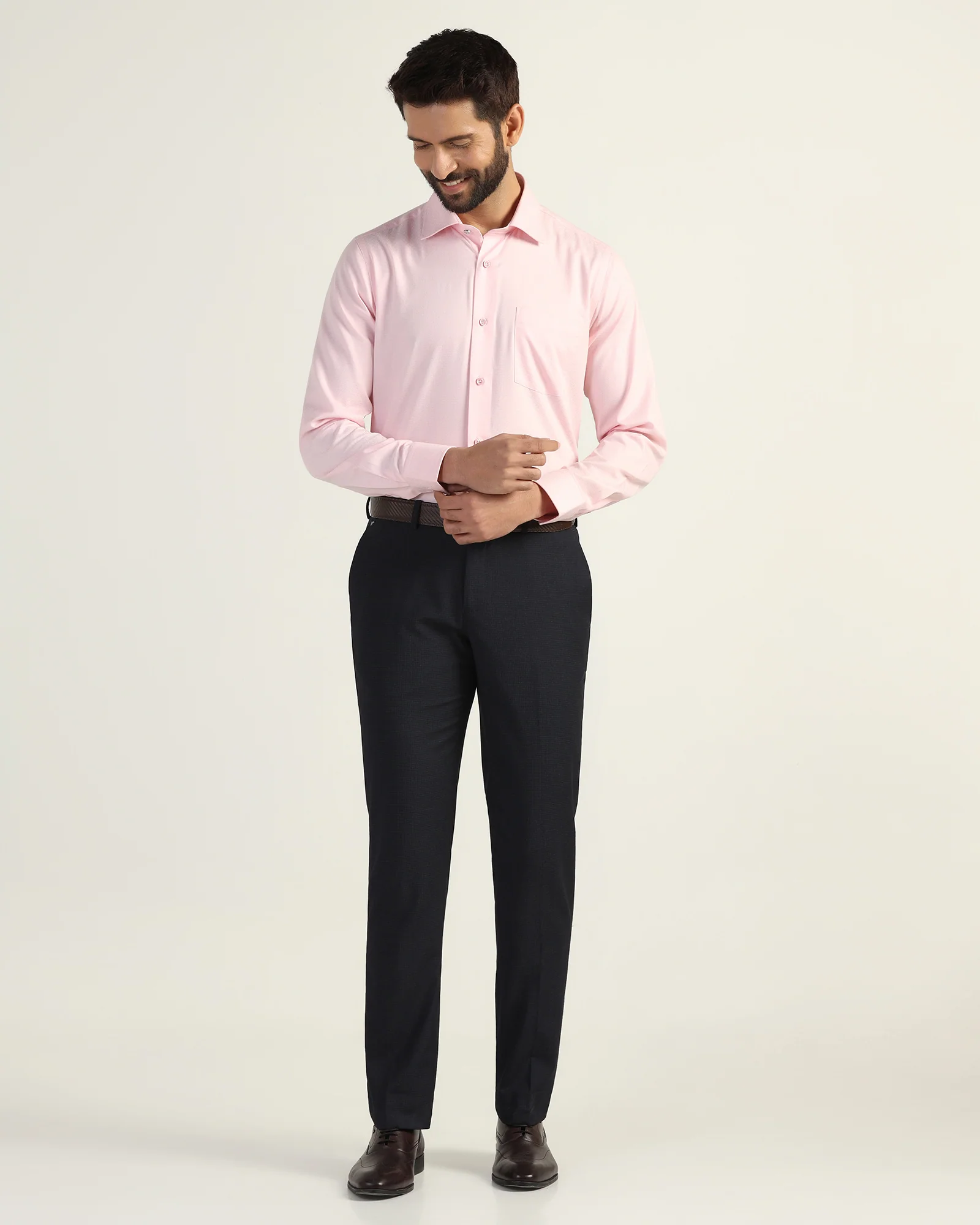 Formal Pink Textured Shirt - Brick - Image 3