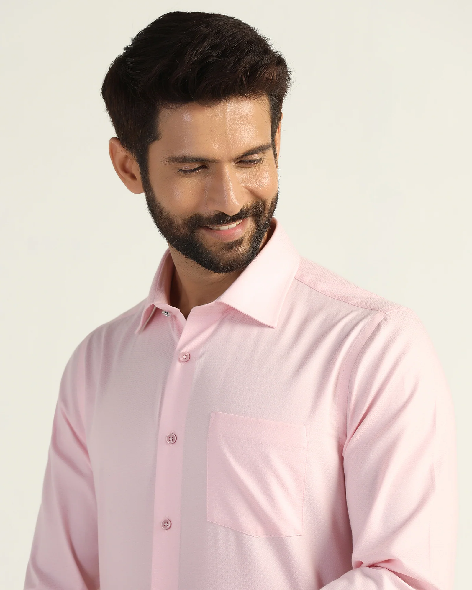 Formal Pink Textured Shirt - Brick - Image 4