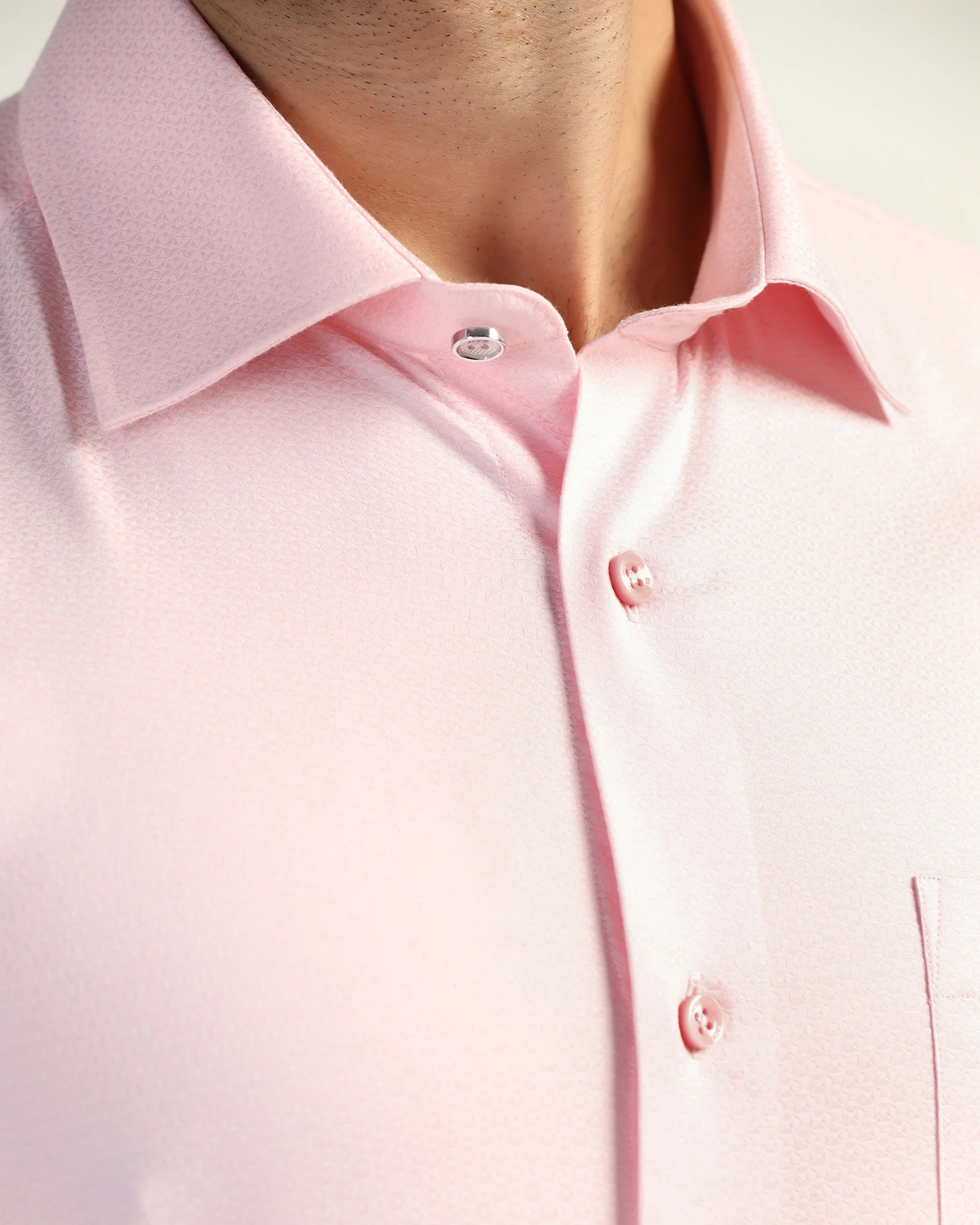 Formal Pink Textured Shirt - Brick - Image 9