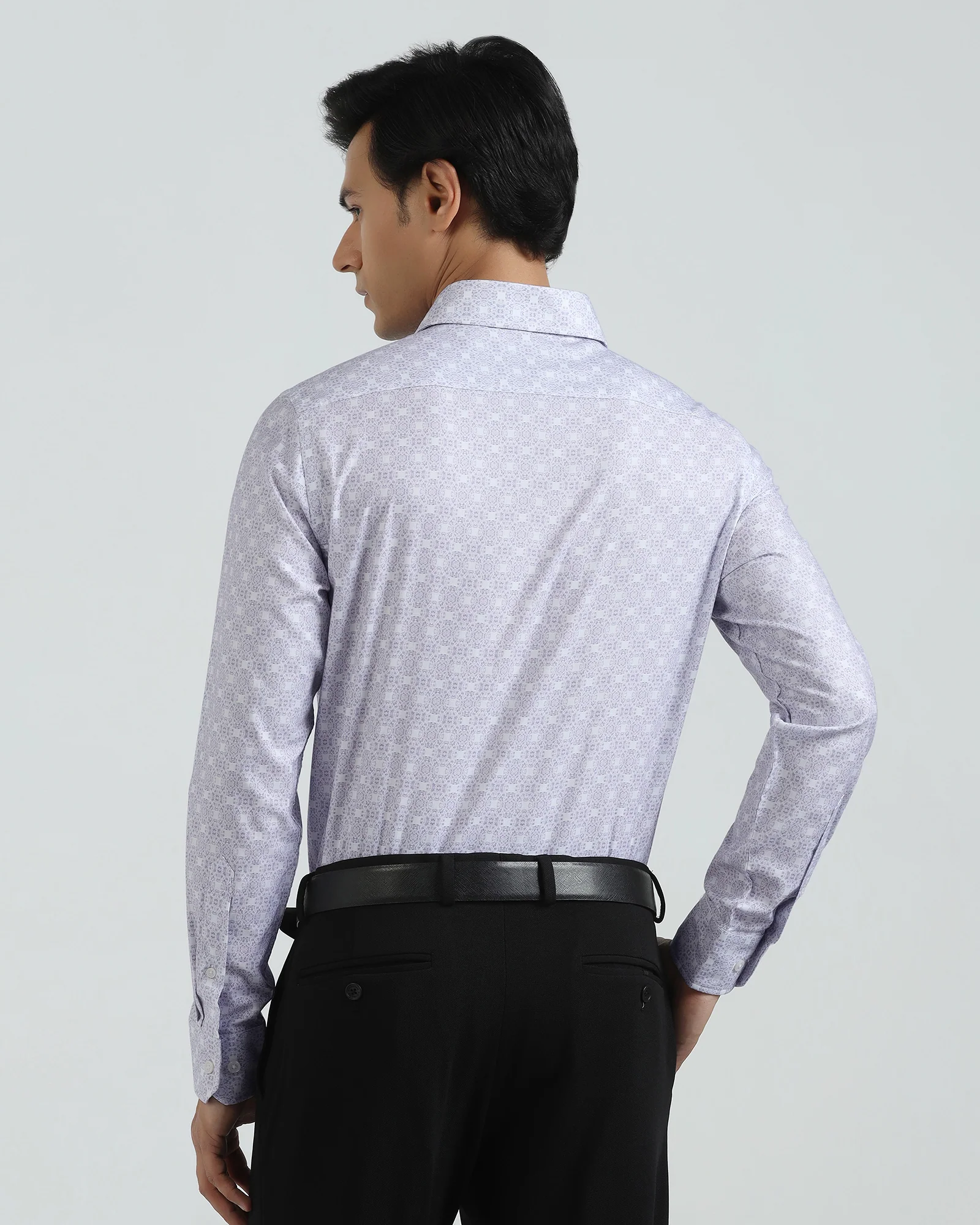 Formal Plum Printed Shirt - Drum - Image 2