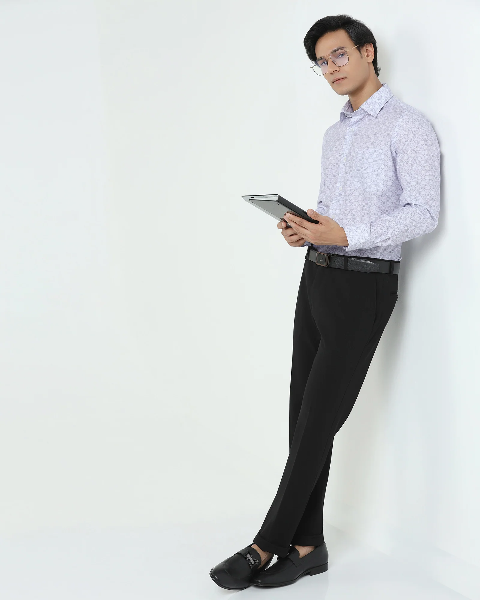 Formal Plum Printed Shirt - Drum - Image 8