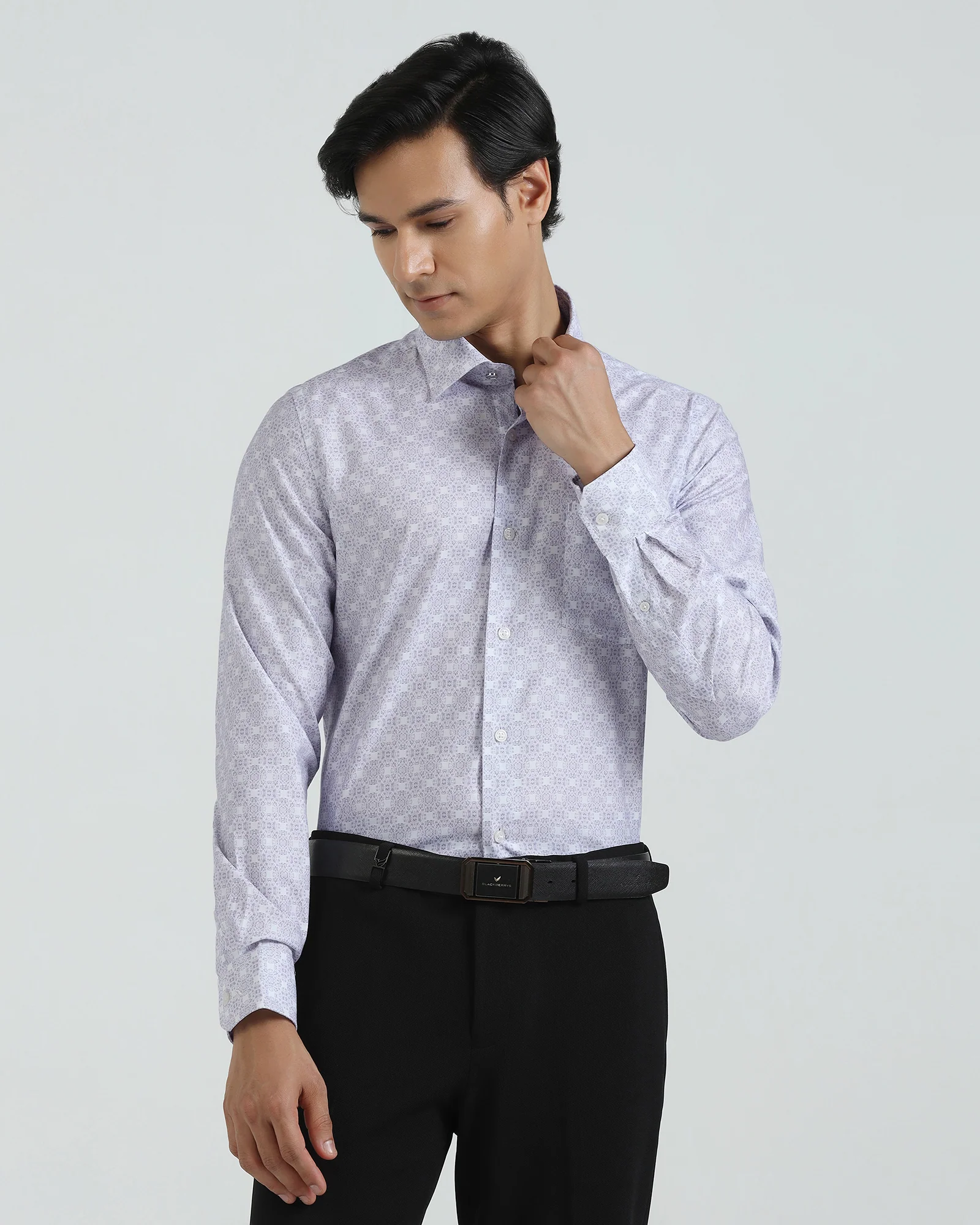Formal Plum Printed Shirt - Drum - Image 9