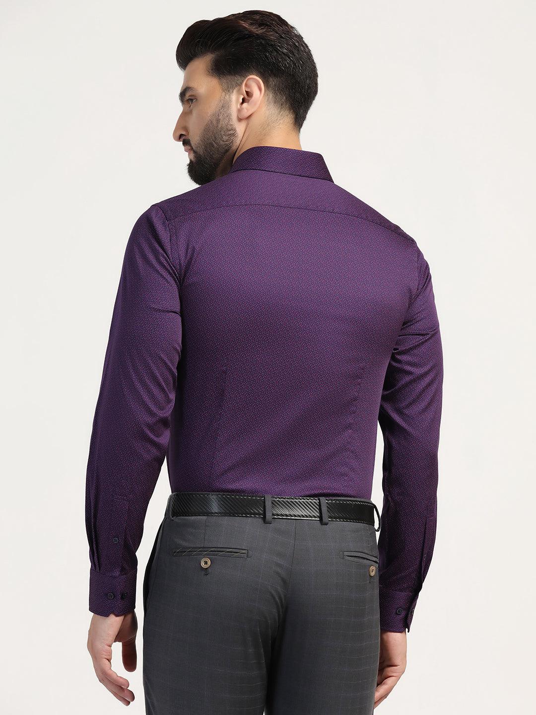 Formal Plum Printed Shirt - Grotto - Image 2
