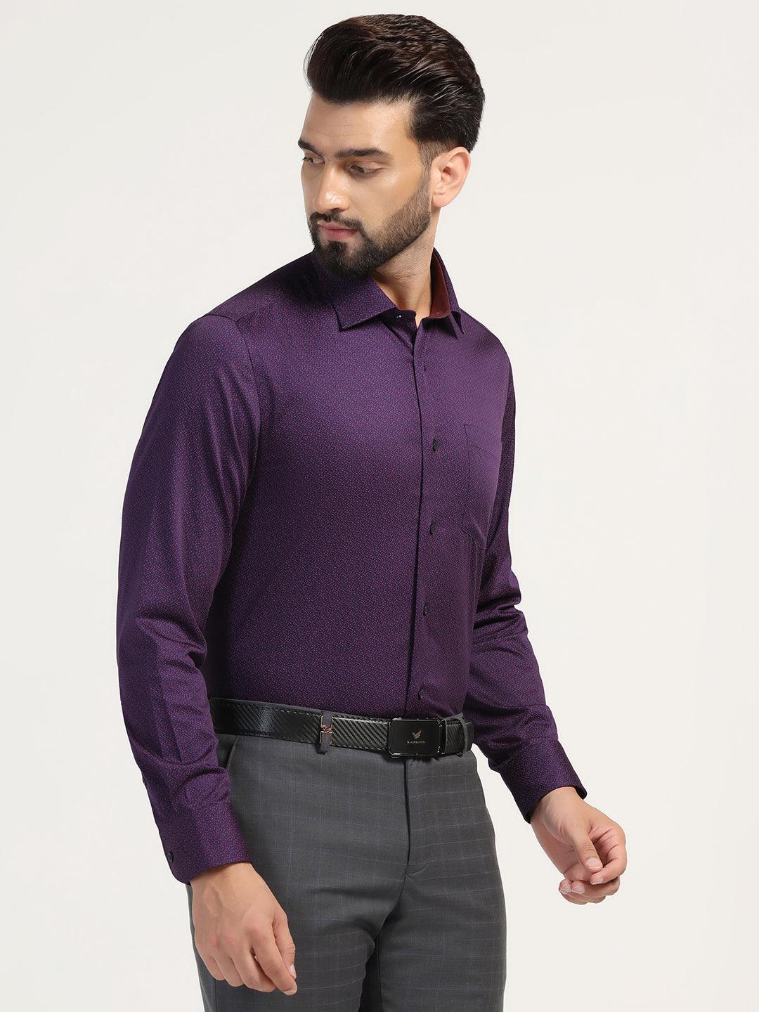 Formal Plum Printed Shirt - Grotto - Image 9