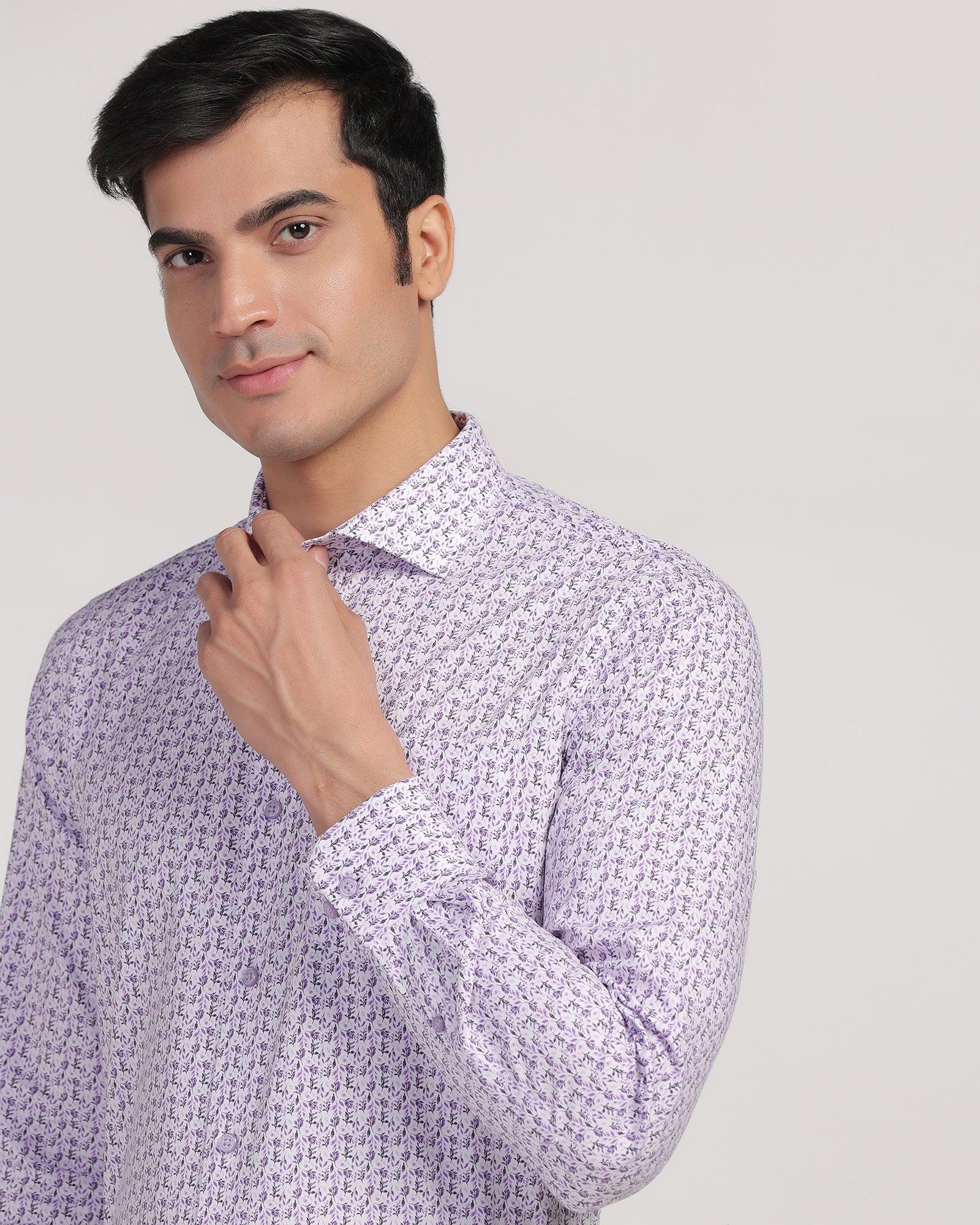 Formal Plum Printed Shirt - Avos - Image 4
