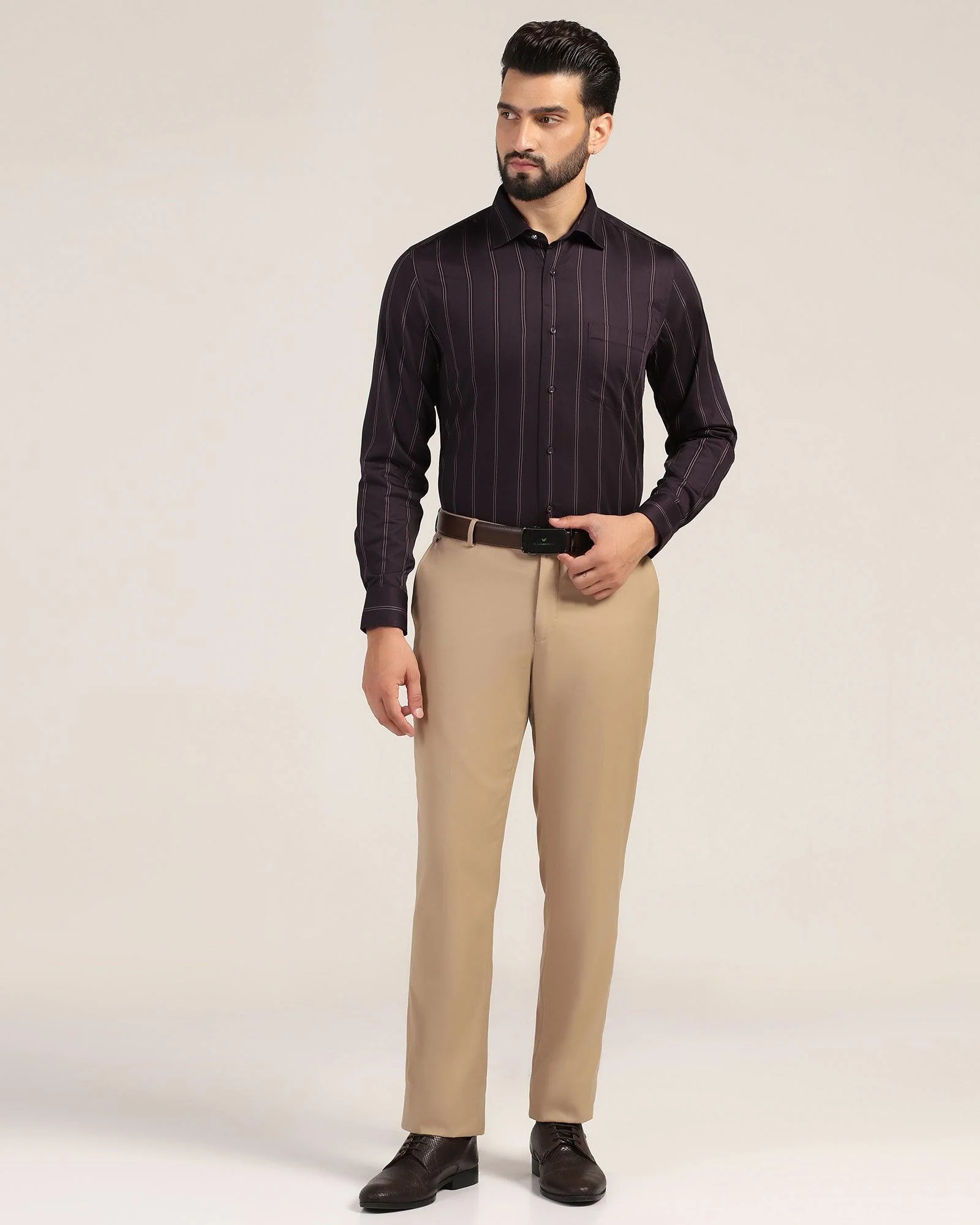 Formal Plum Stripe Shirt - Kolt - Image 3