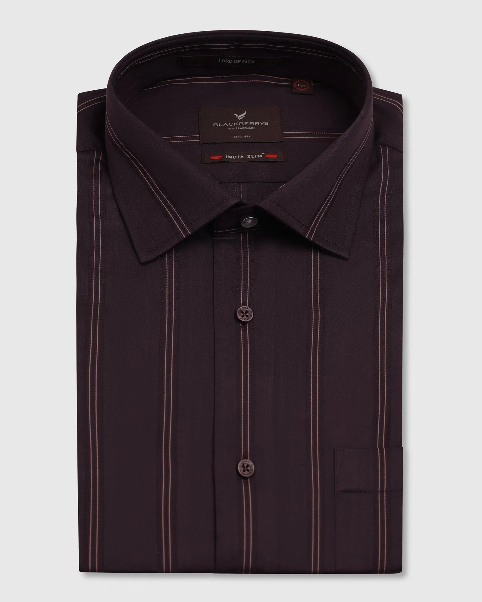 Formal Plum Stripe Shirt - Kolt - Image 5