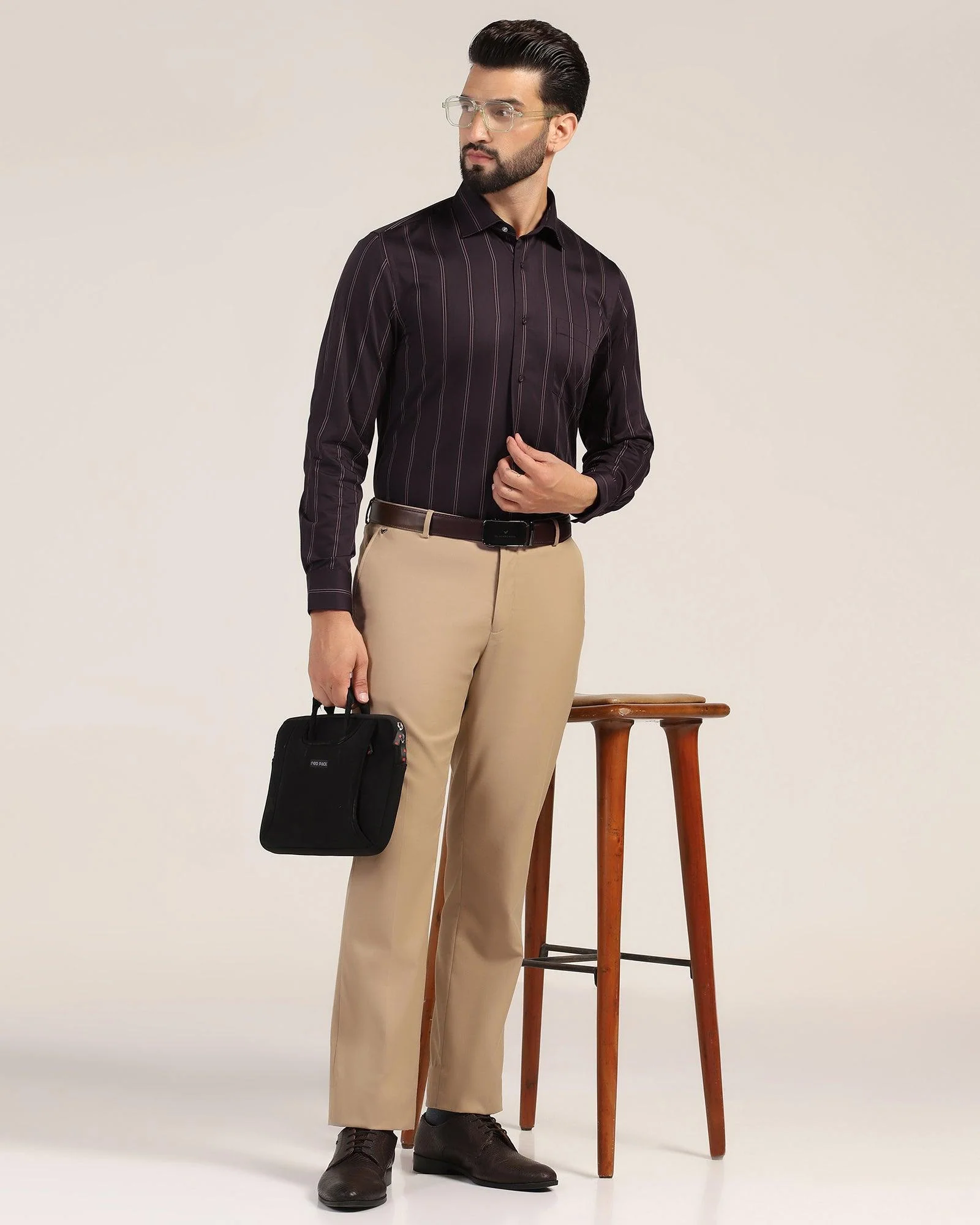Formal Plum Stripe Shirt - Kolt - Image 7