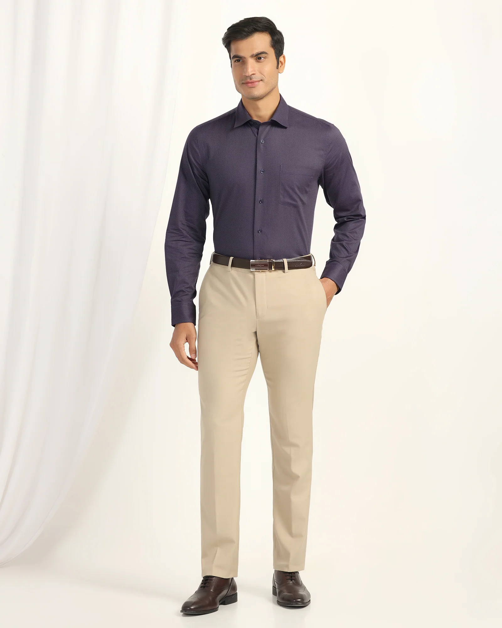 Formal Plum Textured Shirt - Dario - Image 3