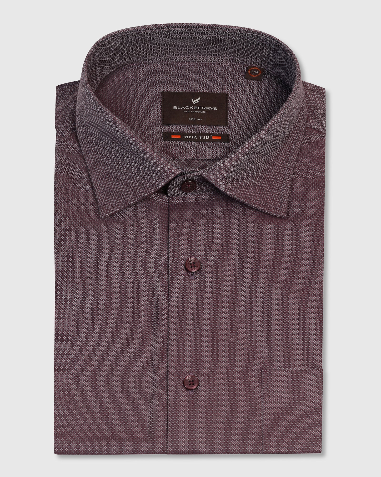 Formal Plum Textured Shirt - Punch - Image 5