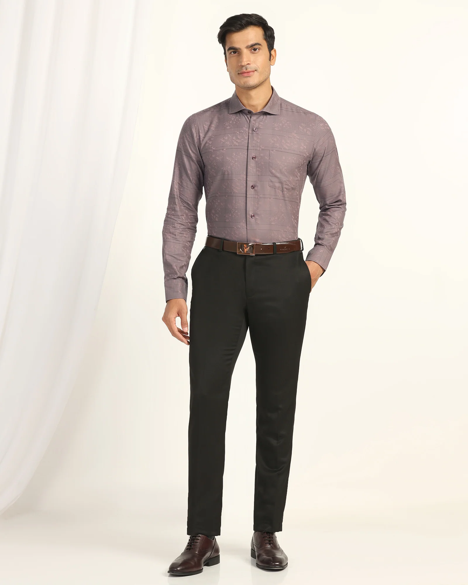 Formal Plum Jacquard Shirt - Switch - Image 3