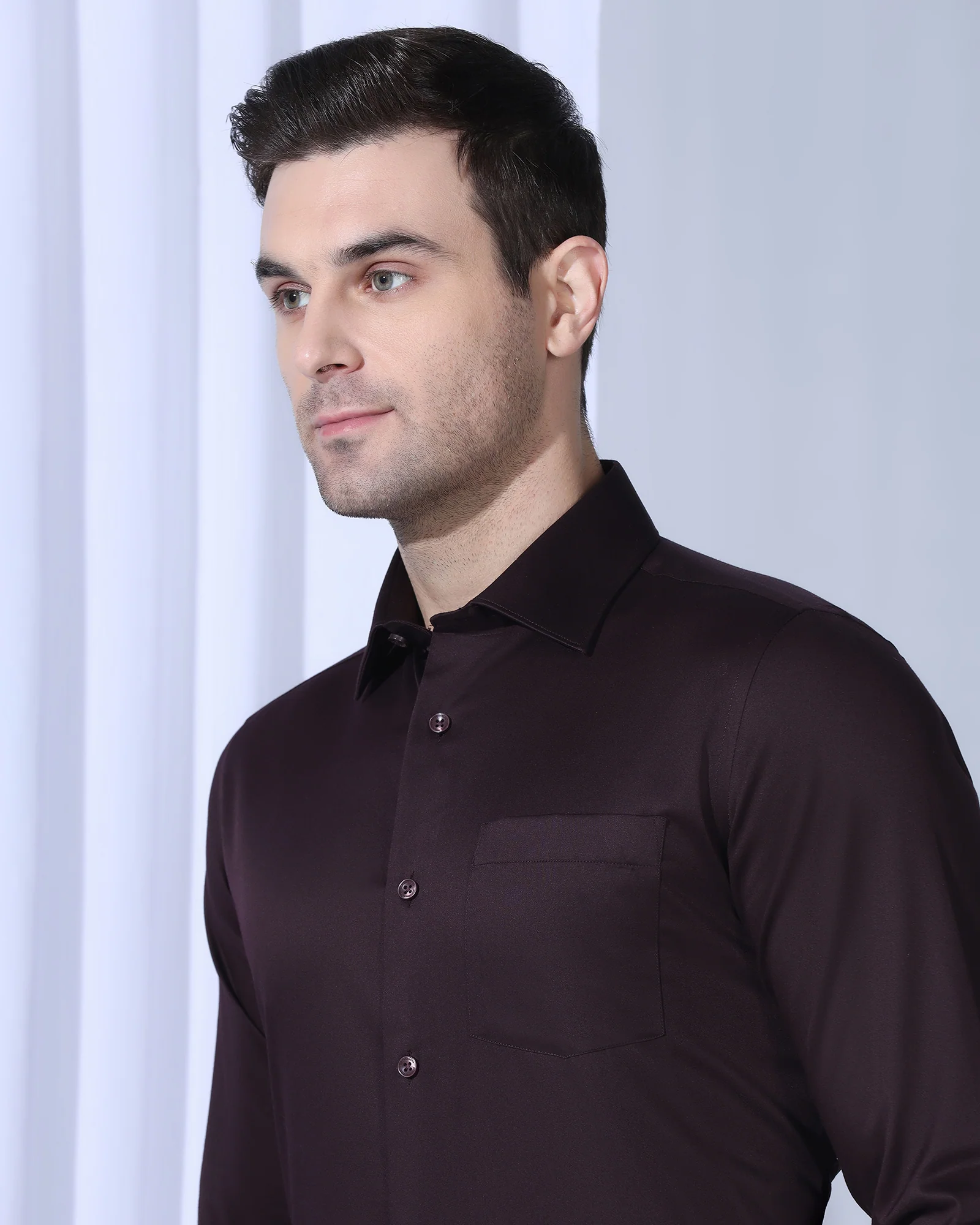 Non Iron Formal Purple Solid Shirt - Georgia - Image 4
