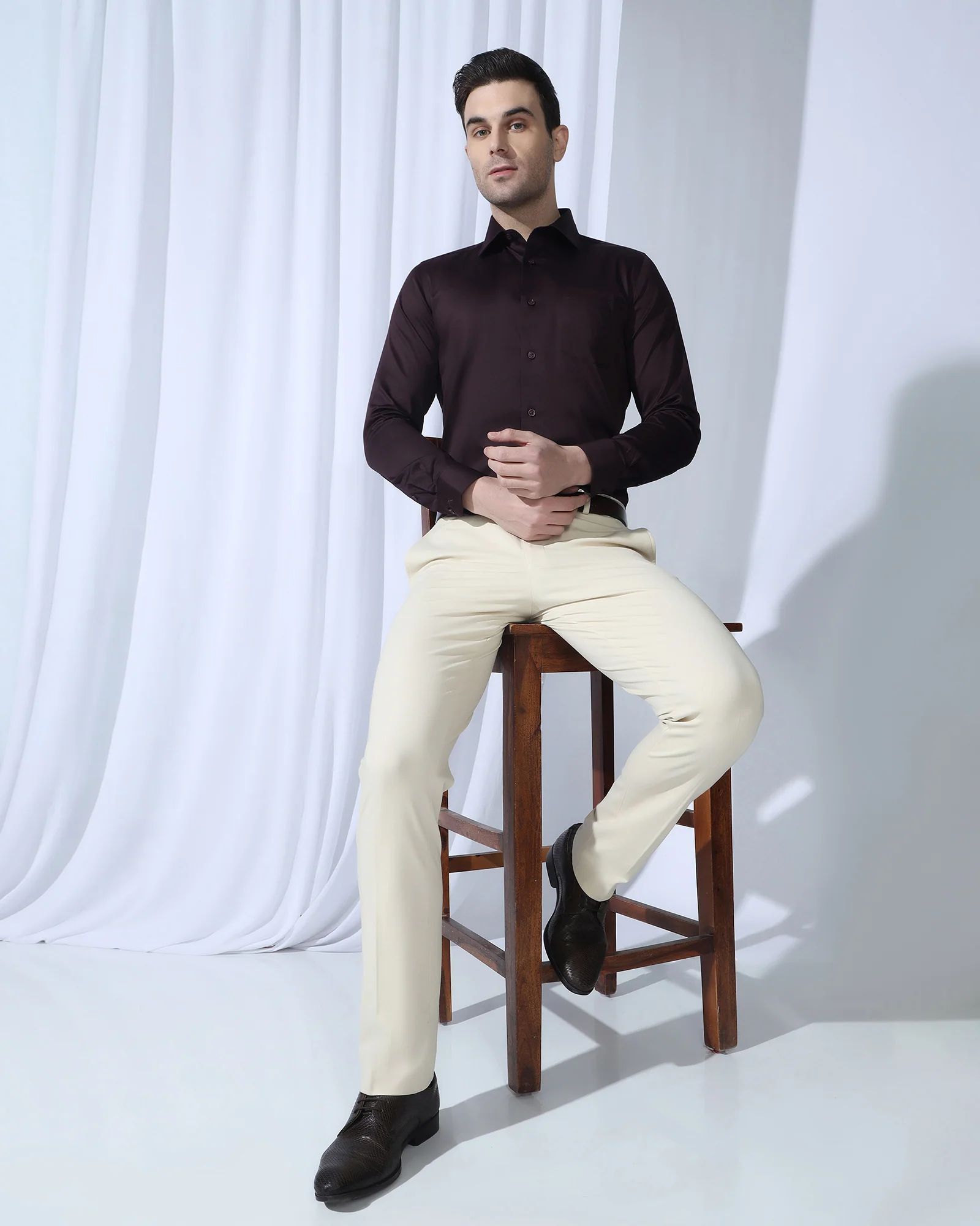 Non Iron Formal Purple Solid Shirt - Georgia - Image 8