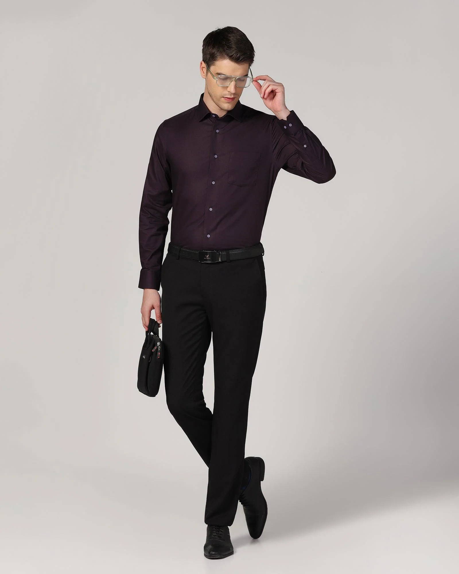 Formal Purple Solid Shirt - Retro - Image 6