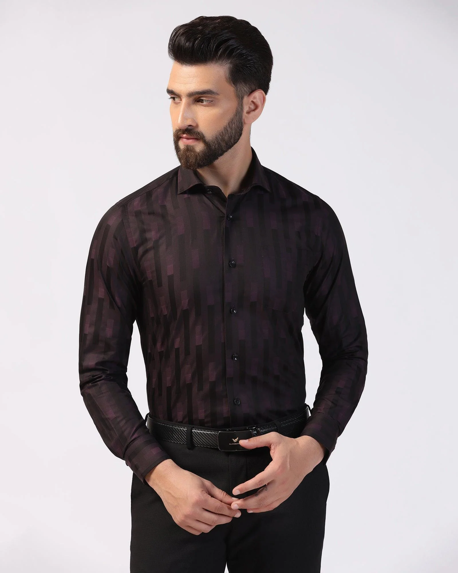 Formal Purple Printed Shirt - Jordan - Image 8
