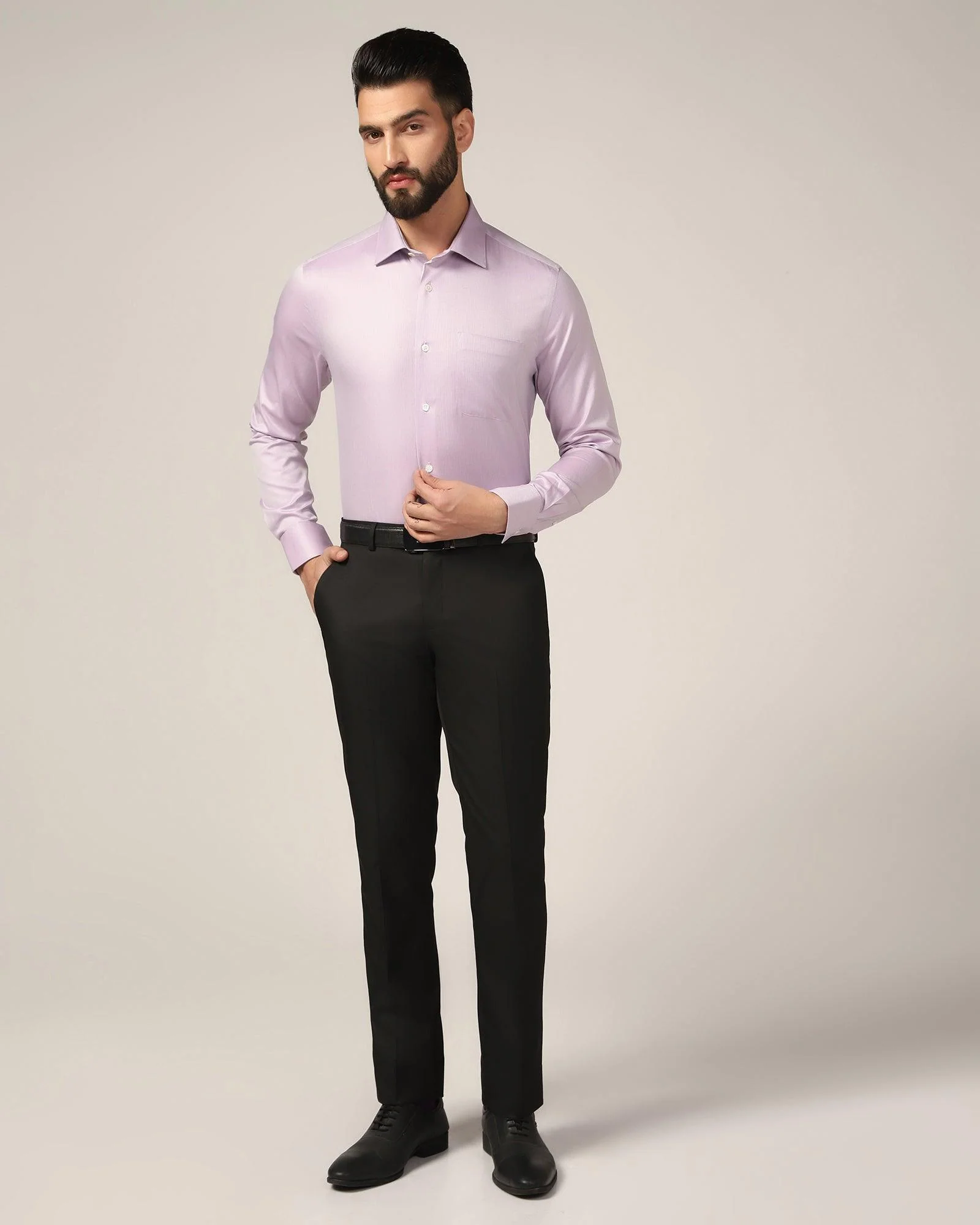 Luxe Formal Purple Textured Shirt - Richmond - Image 3